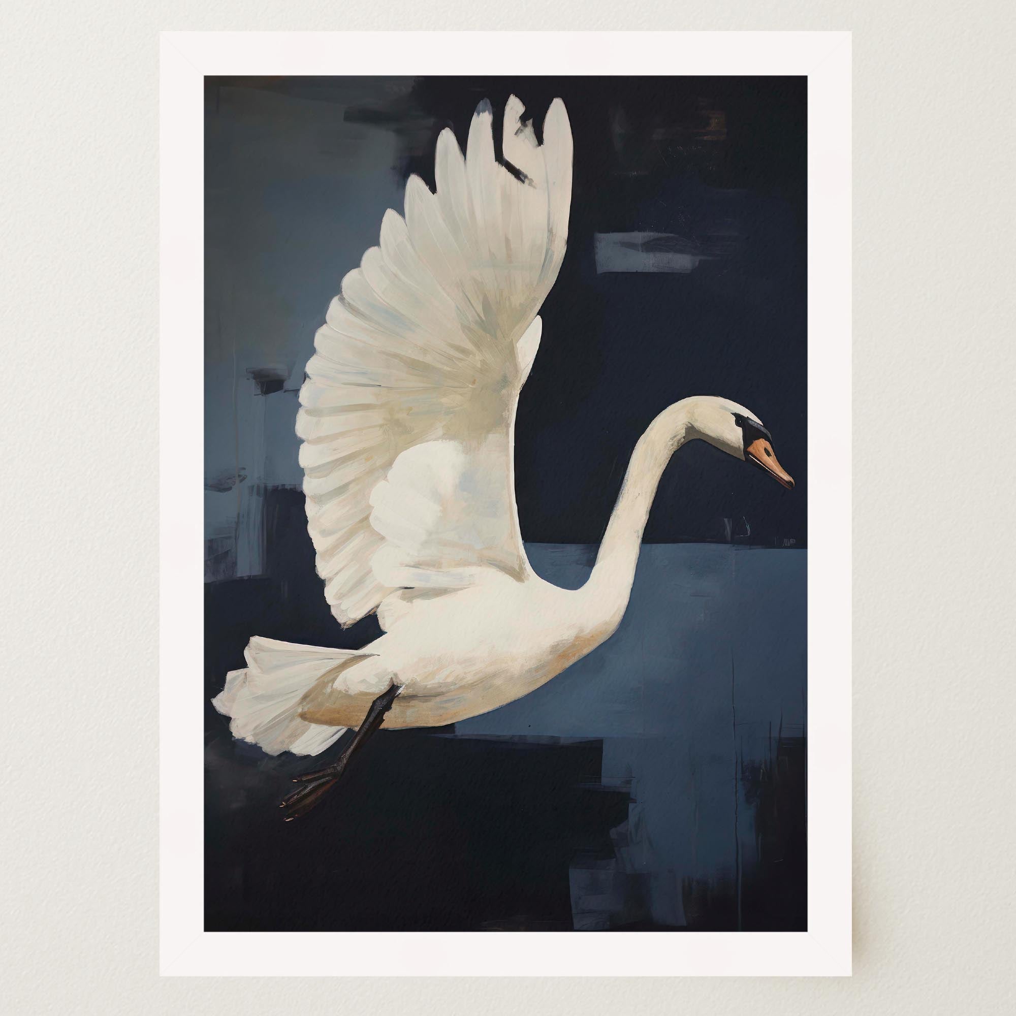 White Swan Wall Art Print-Skudaboo