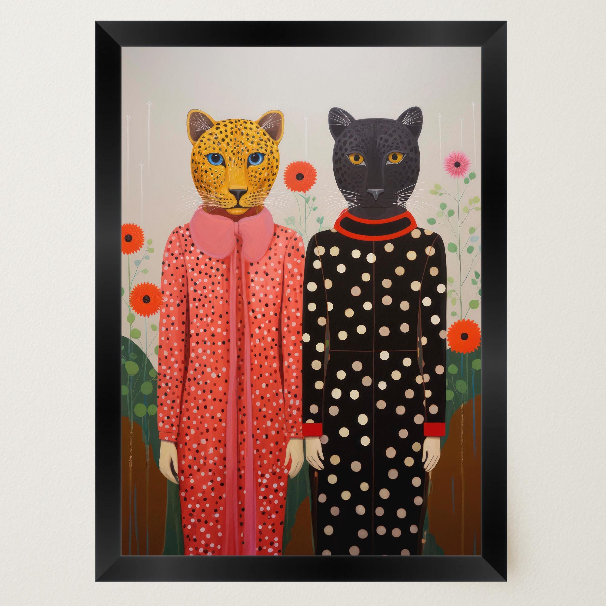 Whimsical Cat Ladies Wall Art Print-Skudaboo