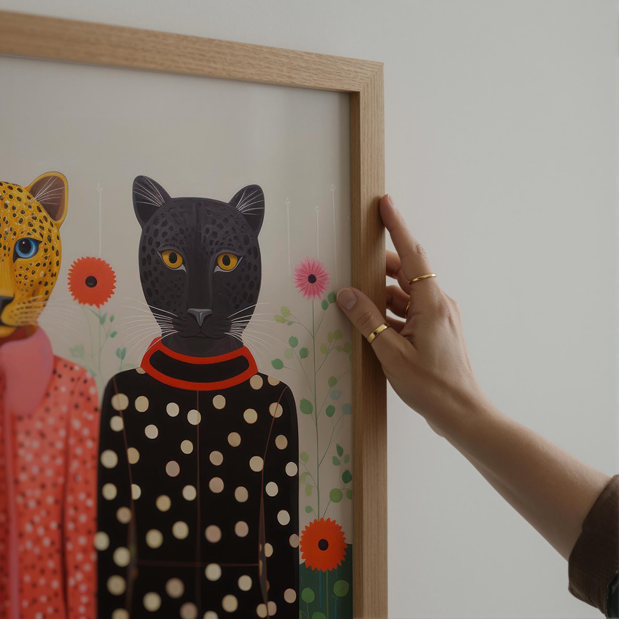 Whimsical Cat Ladies Wall Art Print-Skudaboo