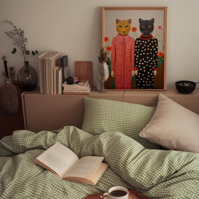 Whimsical Cat Ladies Wall Art Print-Skudaboo