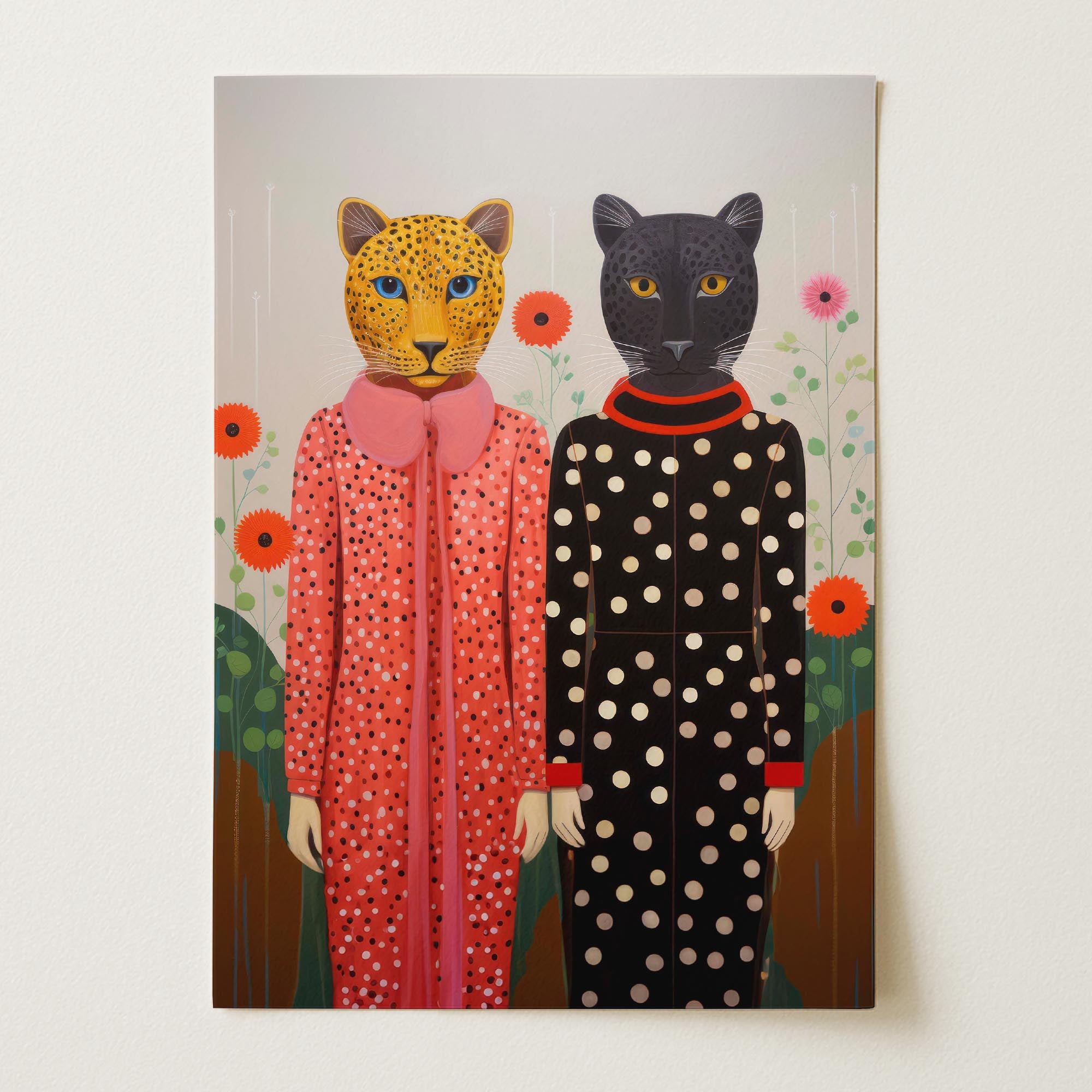 Whimsical Cat Ladies Wall Art Print-Skudaboo
