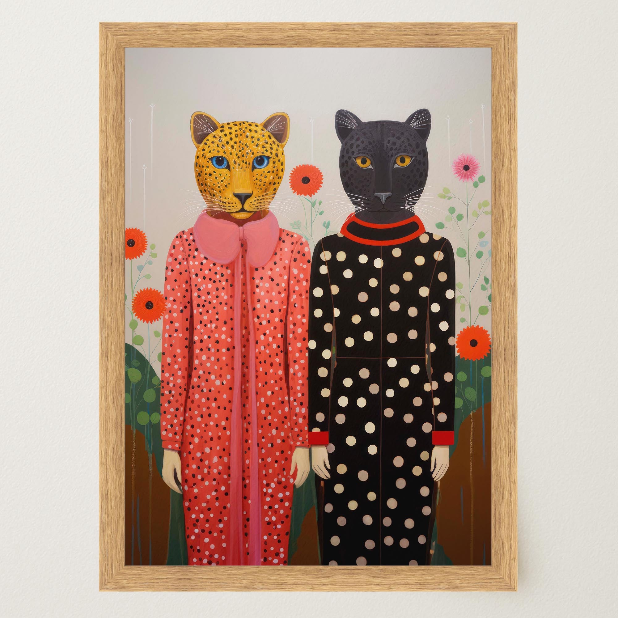 Whimsical Cat Ladies Wall Art Print-Skudaboo