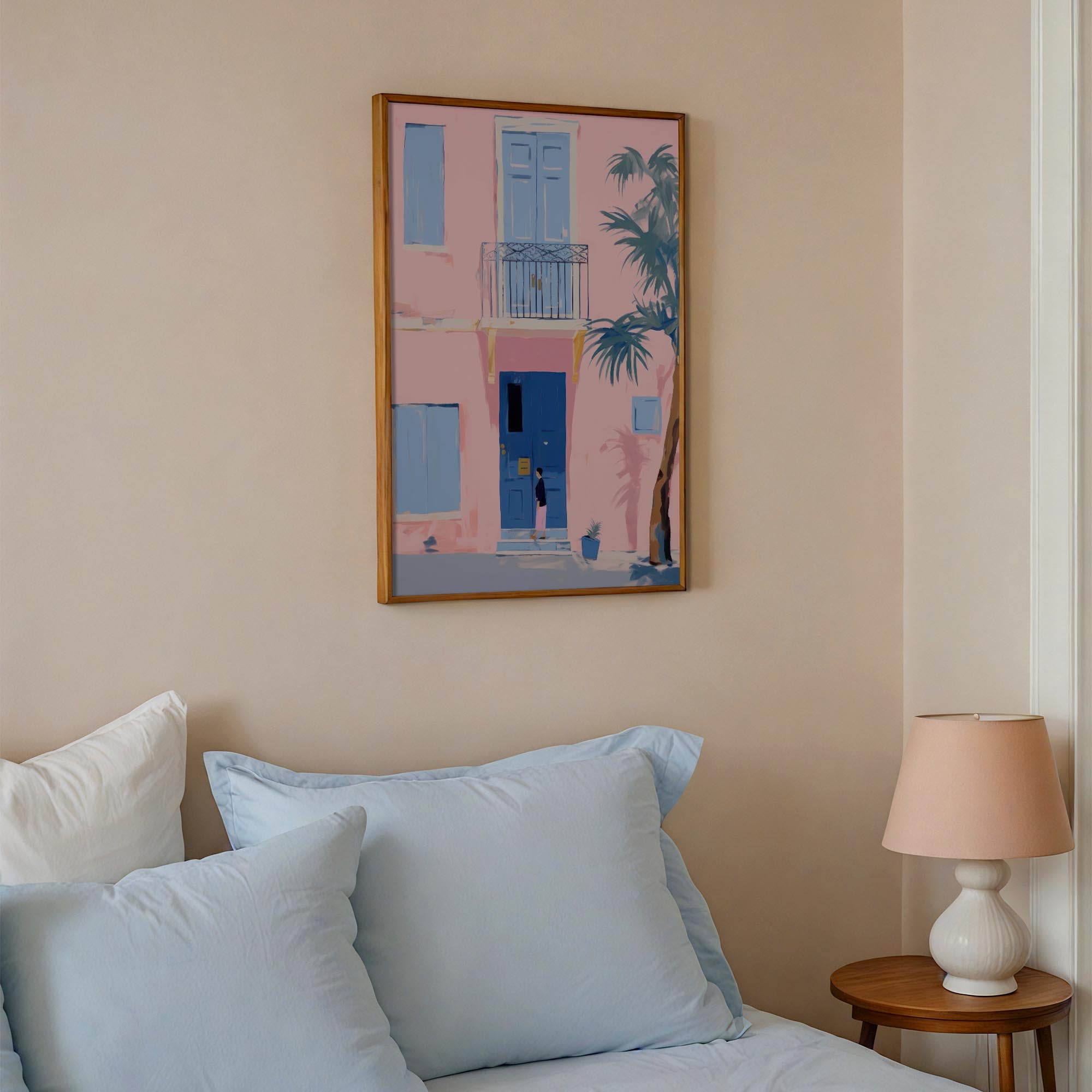Pastel Mediterranean Street Wall Art Print-Skudaboo