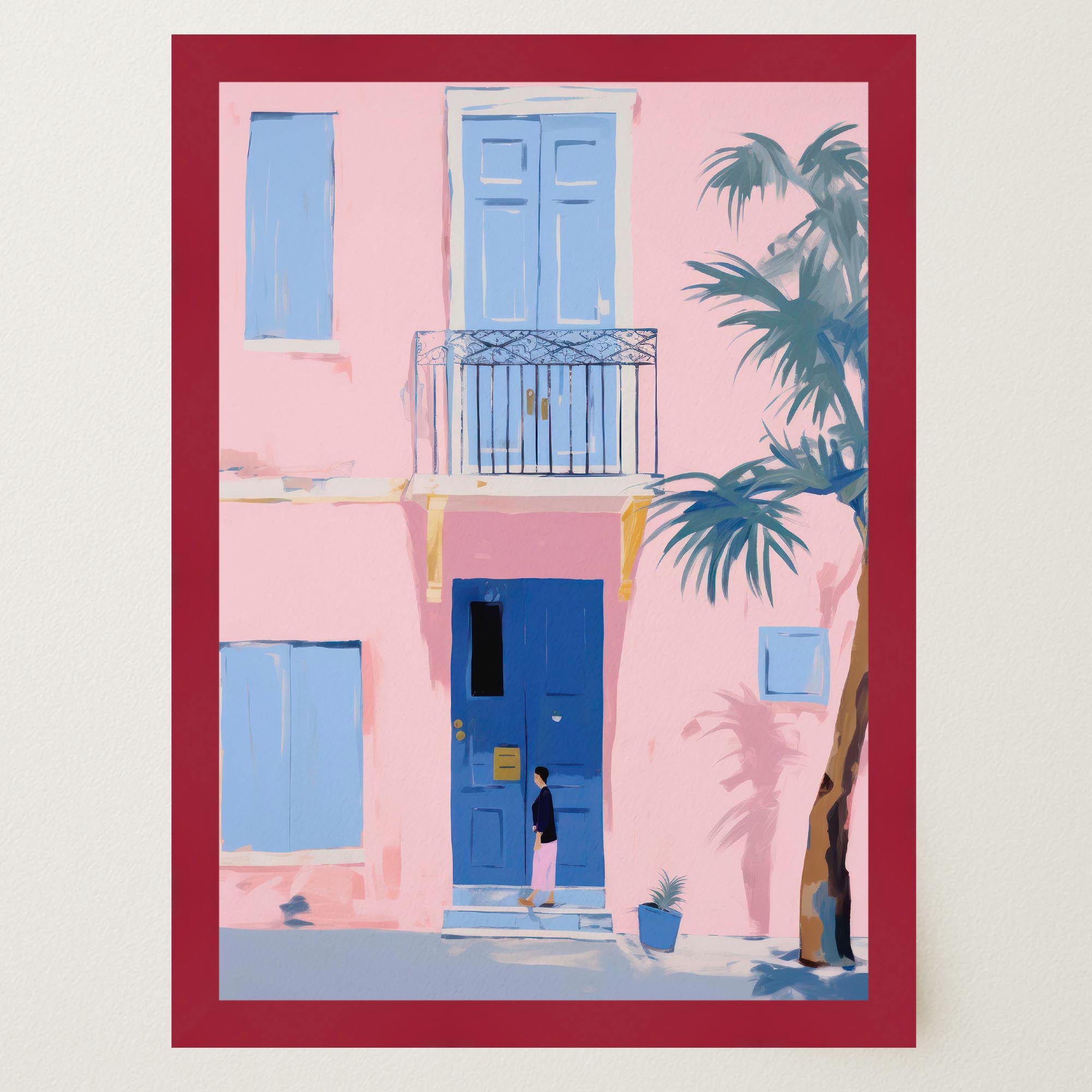 Pastel Mediterranean Street Wall Art Print-Skudaboo