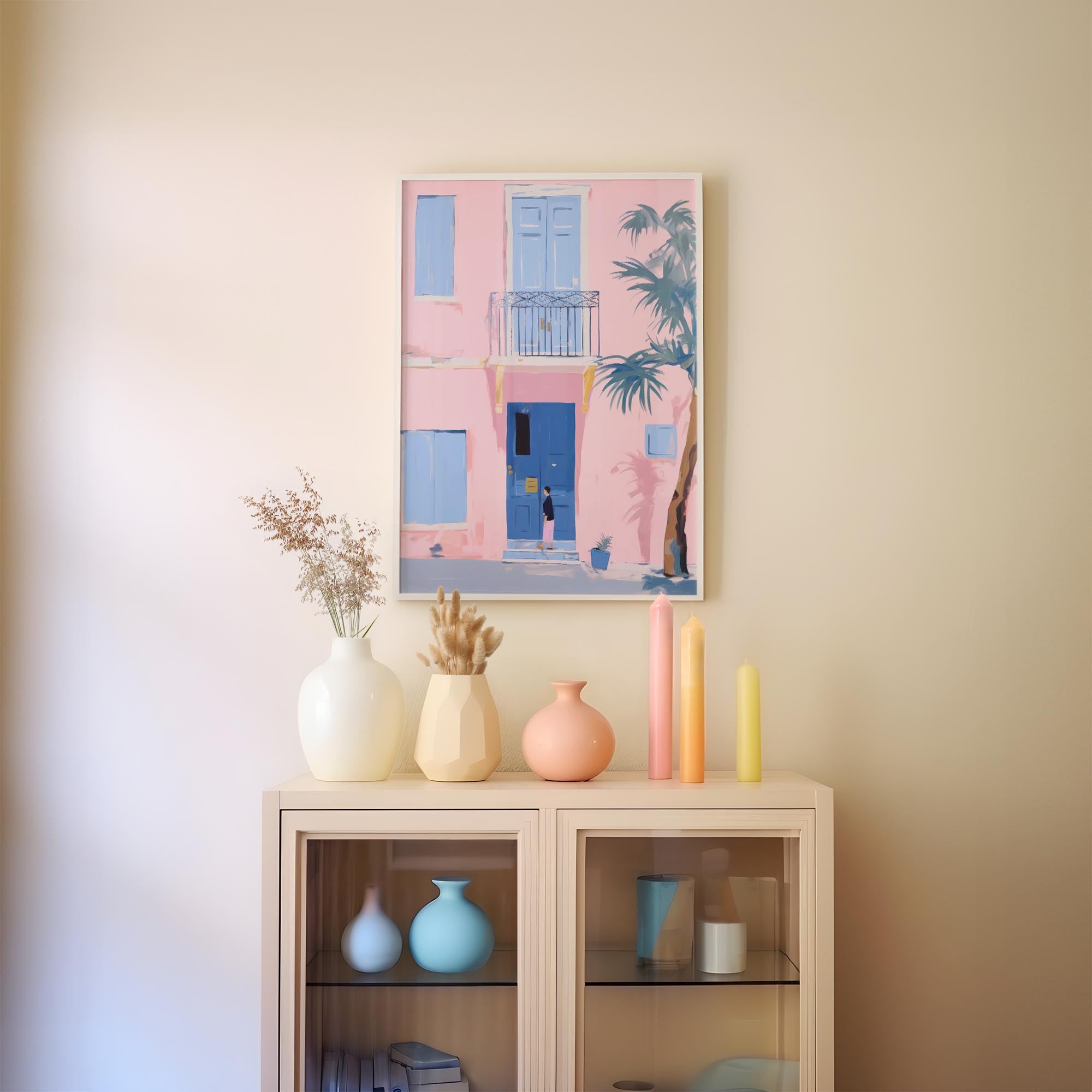 Pastel Mediterranean Street Wall Art Print-Skudaboo