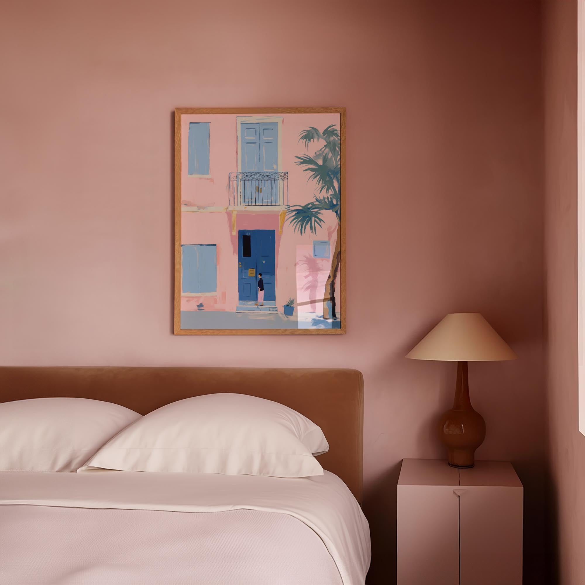 Pastel Mediterranean Street Wall Art Print-Skudaboo