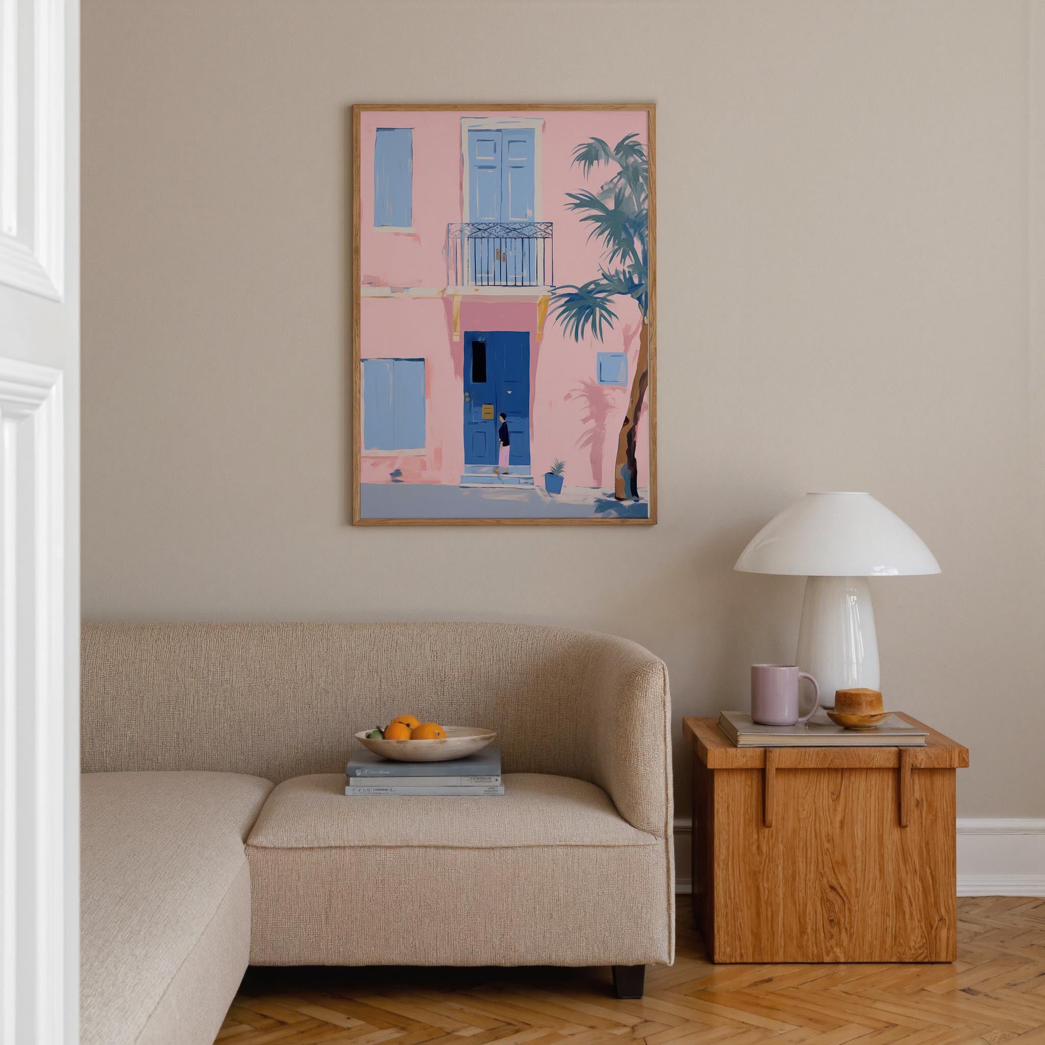 Pastel Mediterranean Street Wall Art Print-Skudaboo