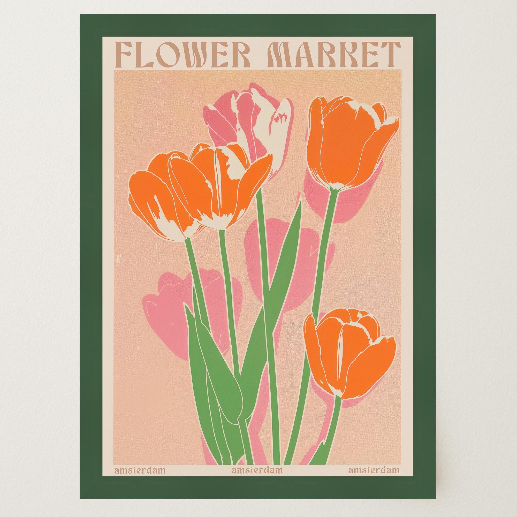 Pink Tulips Flower Market Amsterdam Art Print-Skudaboo