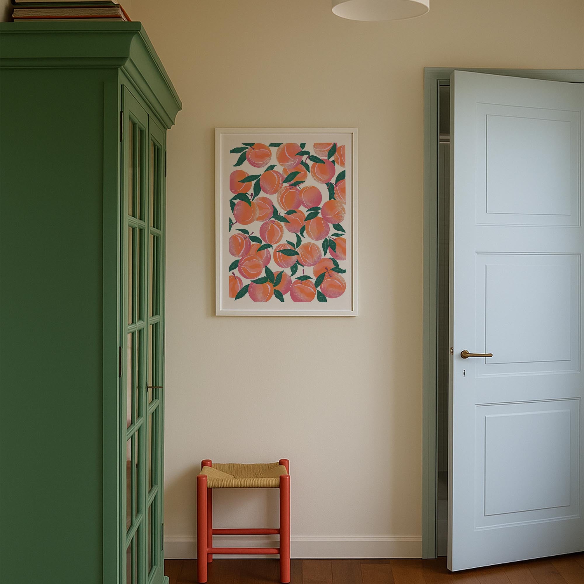 Peach Pattern Botanical Wall Art Print-Skudaboo