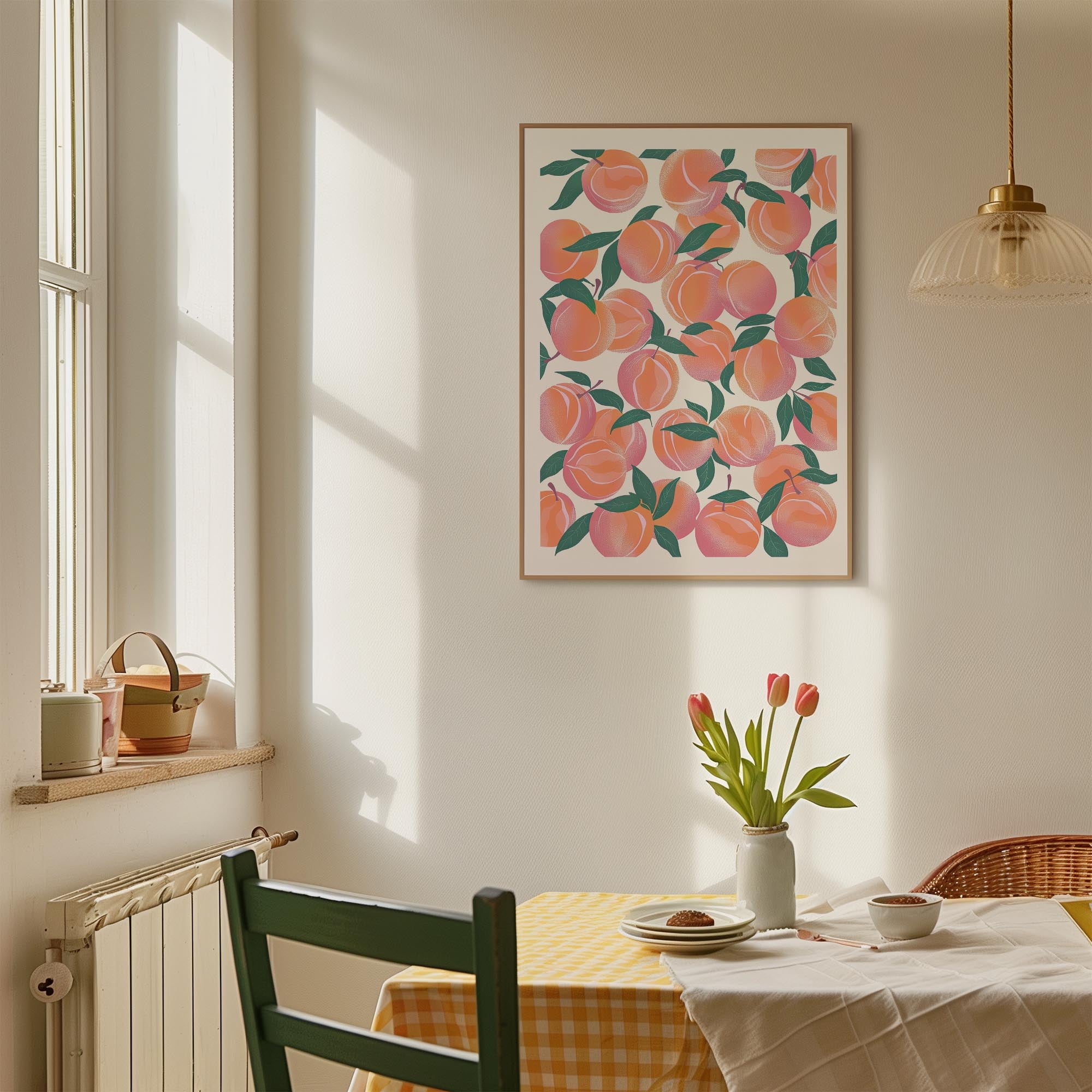 Peach Pattern Botanical Wall Art Print-Skudaboo