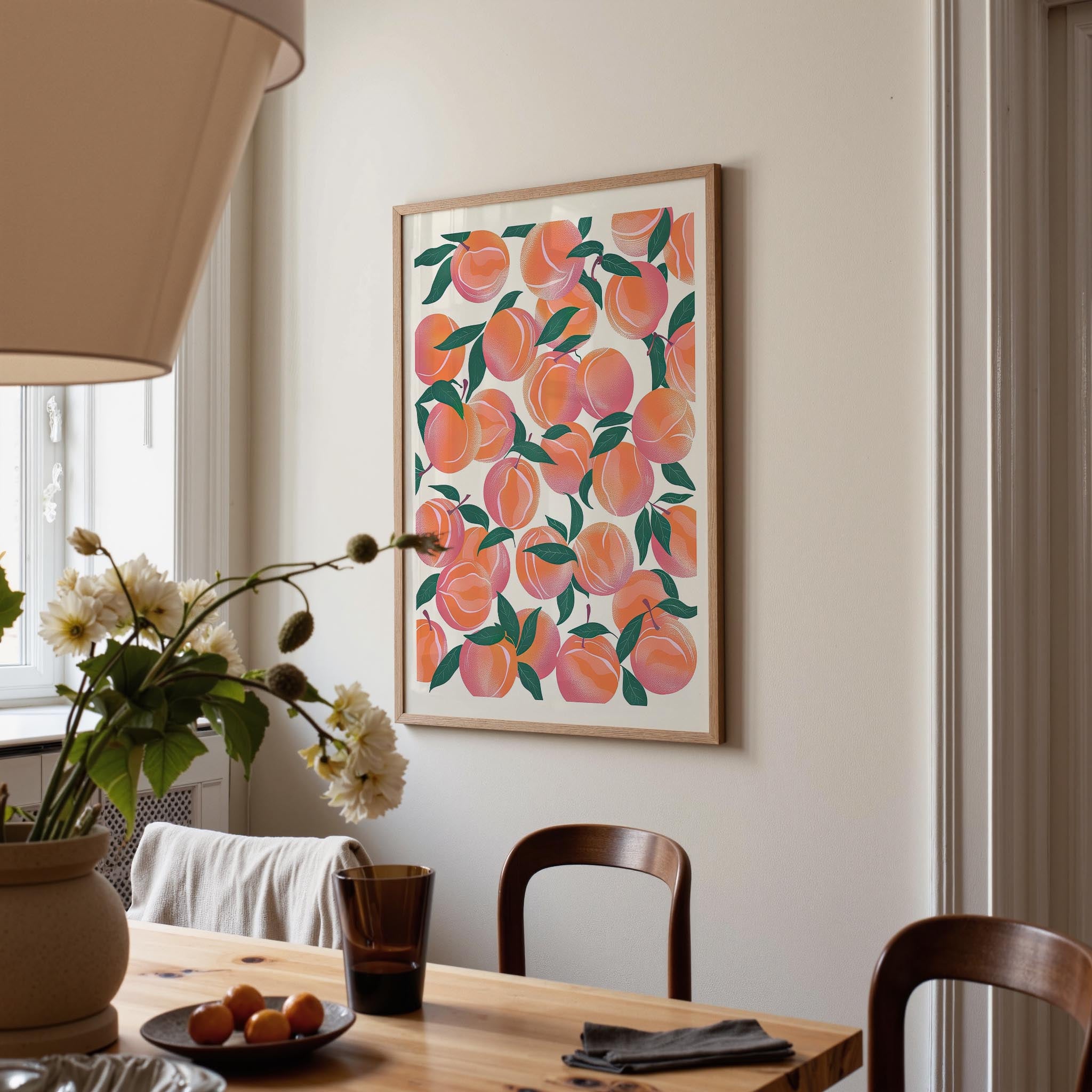 Peach Pattern Botanical Wall Art Print-Skudaboo
