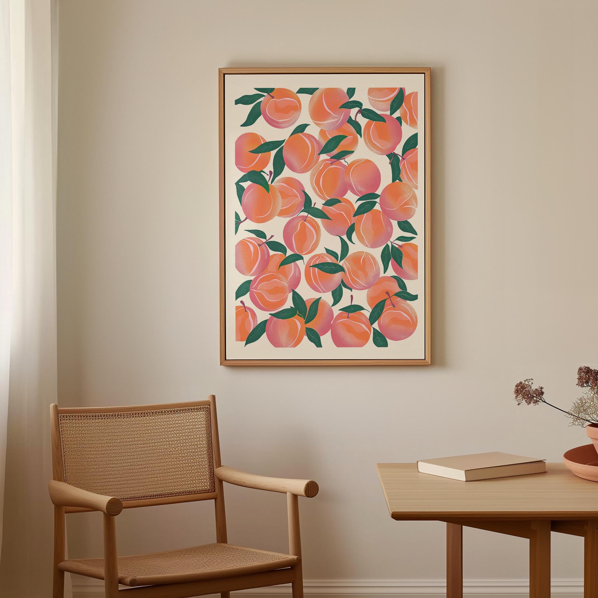 Peach Pattern Botanical Wall Art Print-Skudaboo