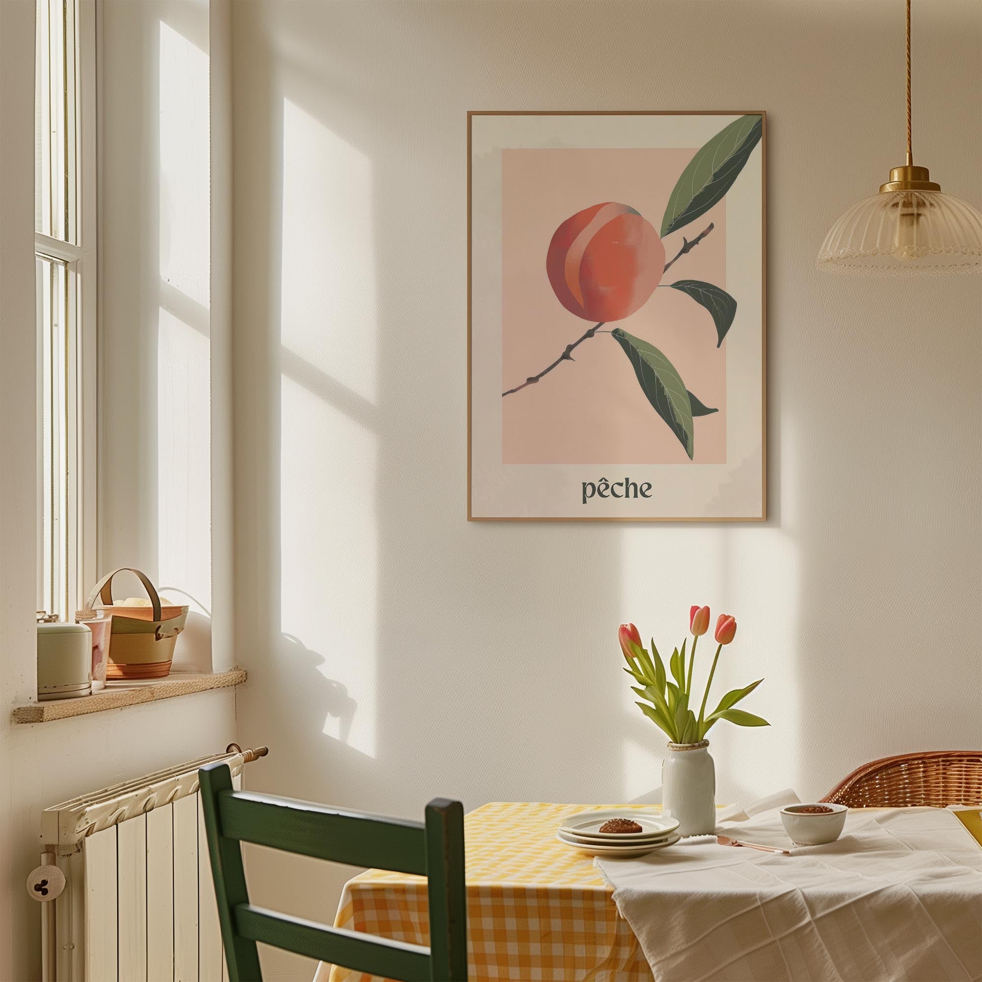 Peach Botanical Wall Art Print-Skudaboo