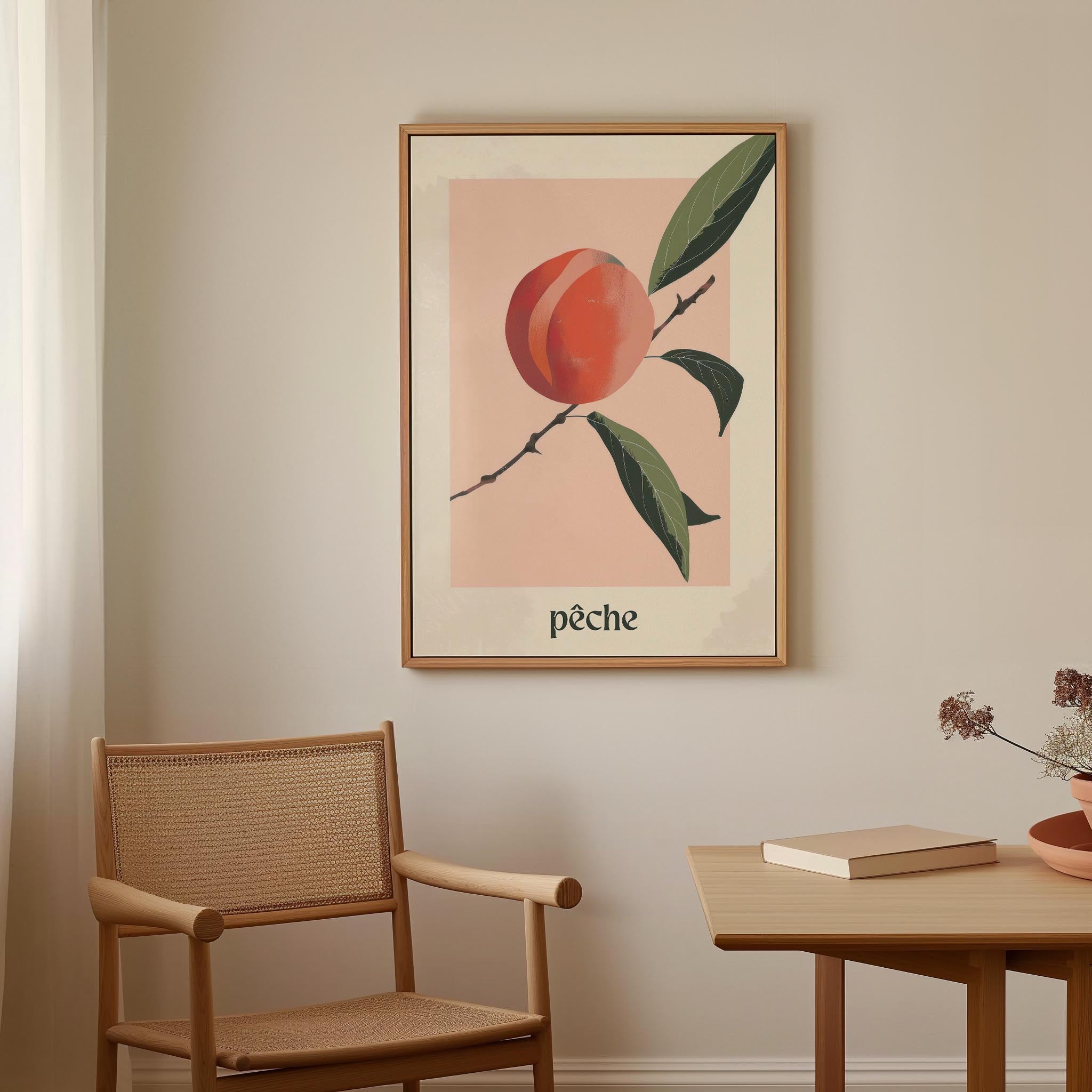 Peach Botanical Wall Art Print-Skudaboo