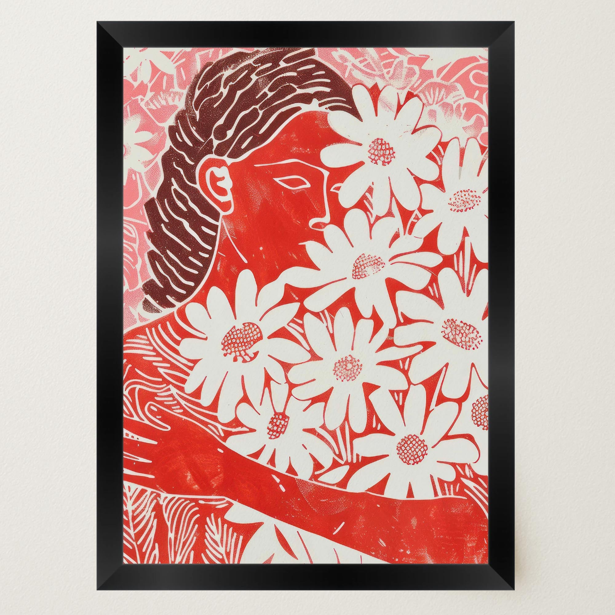 Red Floral Botanical Wall Art Print-Skudaboo