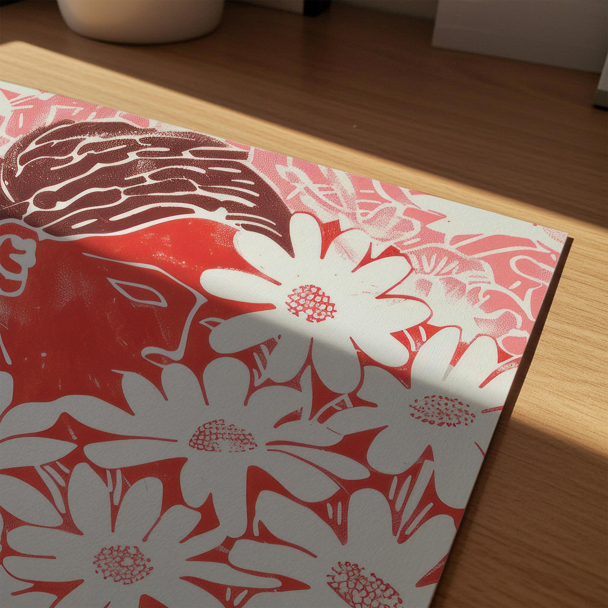Red Floral Botanical Wall Art Print-Skudaboo