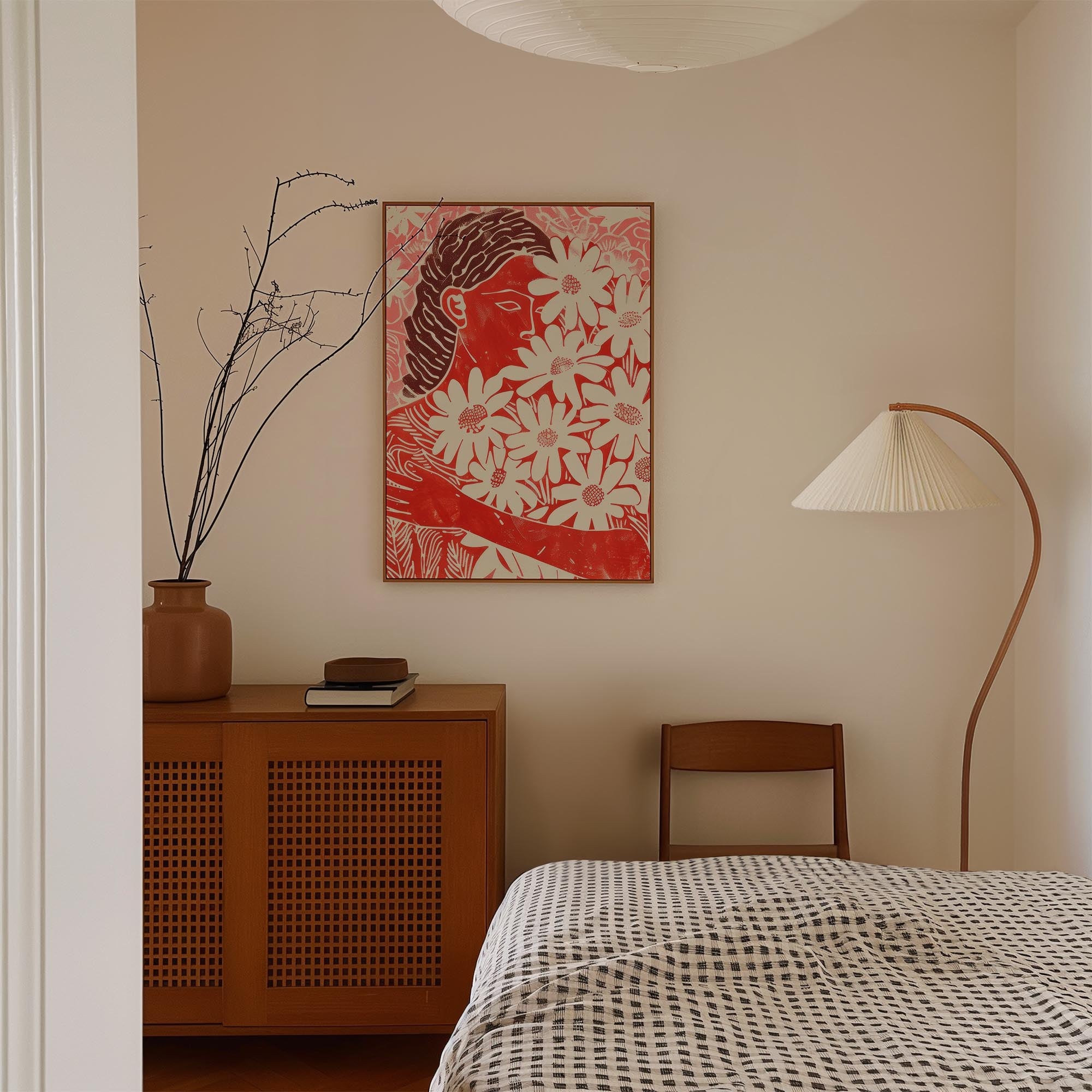 Red Floral Botanical Wall Art Print-Skudaboo