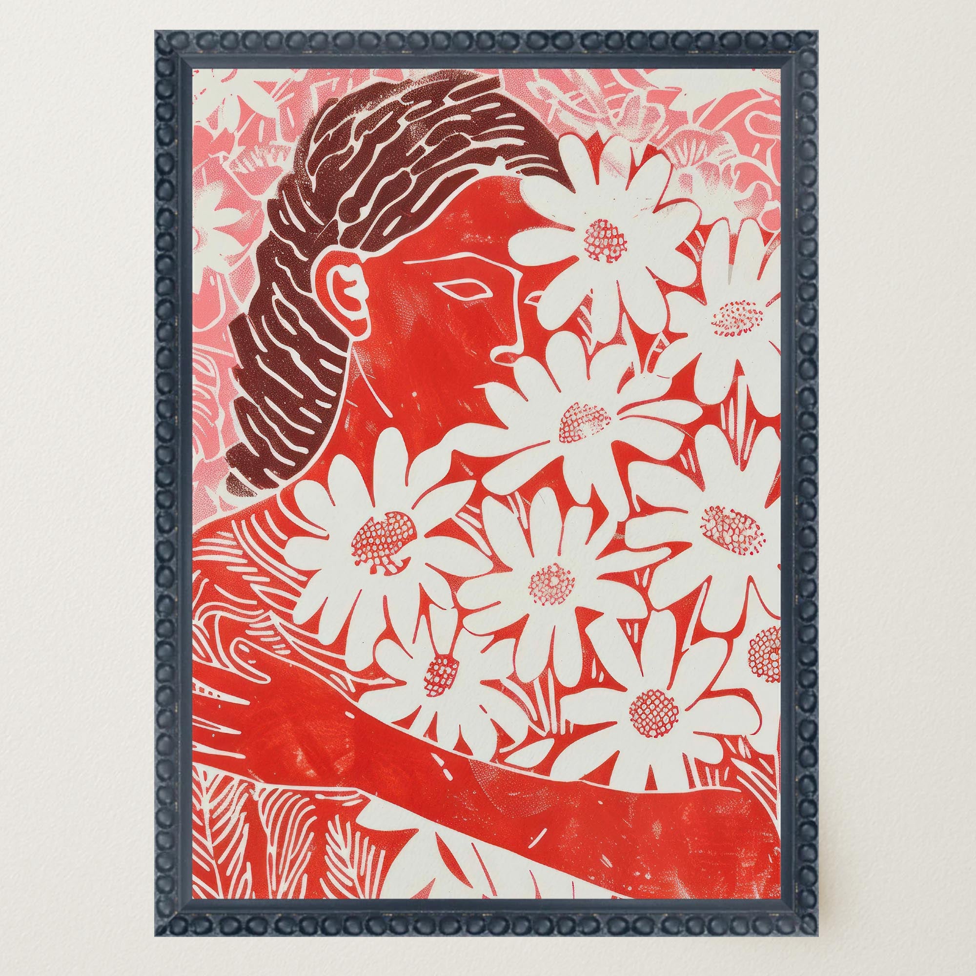 Red Floral Botanical Wall Art Print-Skudaboo