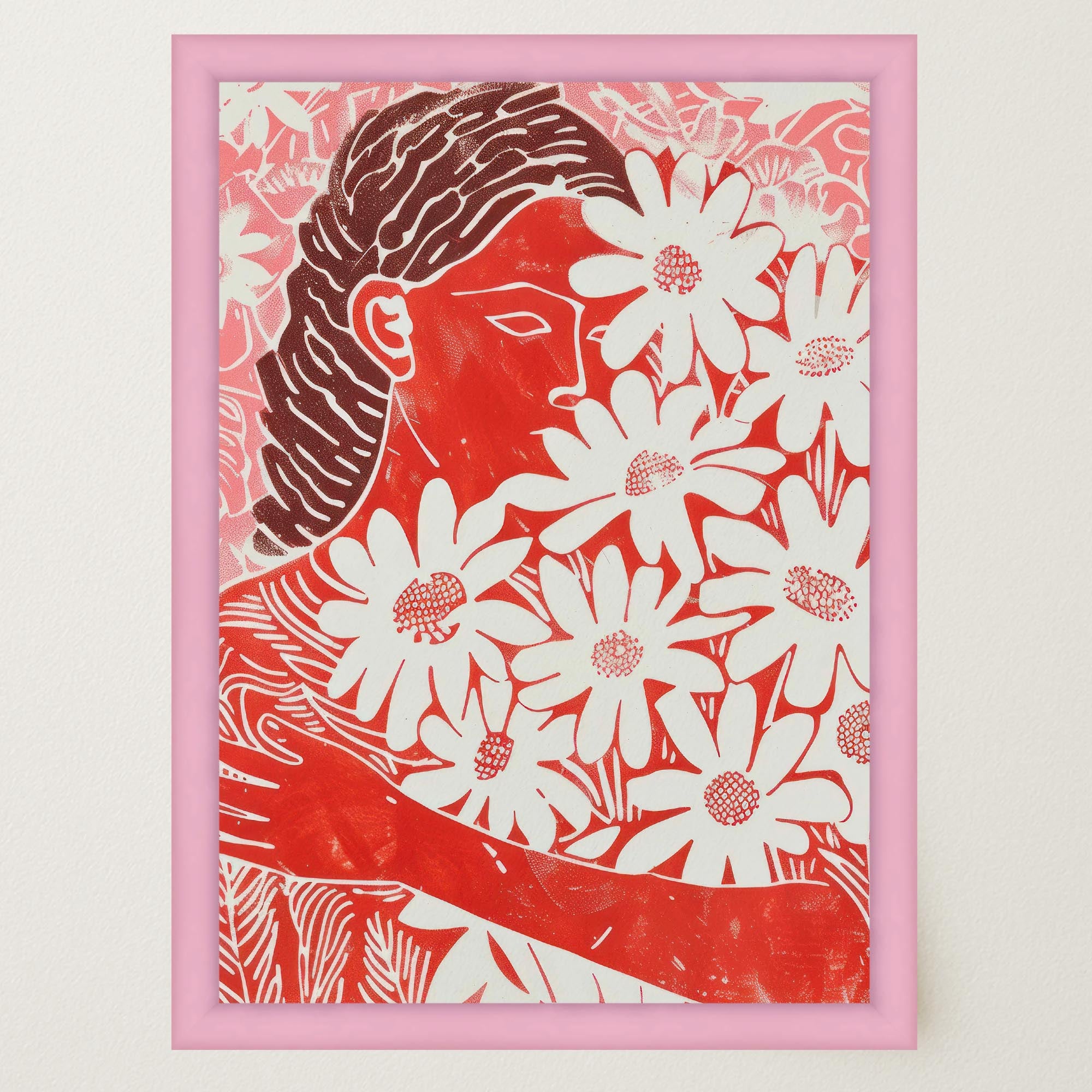 Red Floral Botanical Wall Art Print-Skudaboo