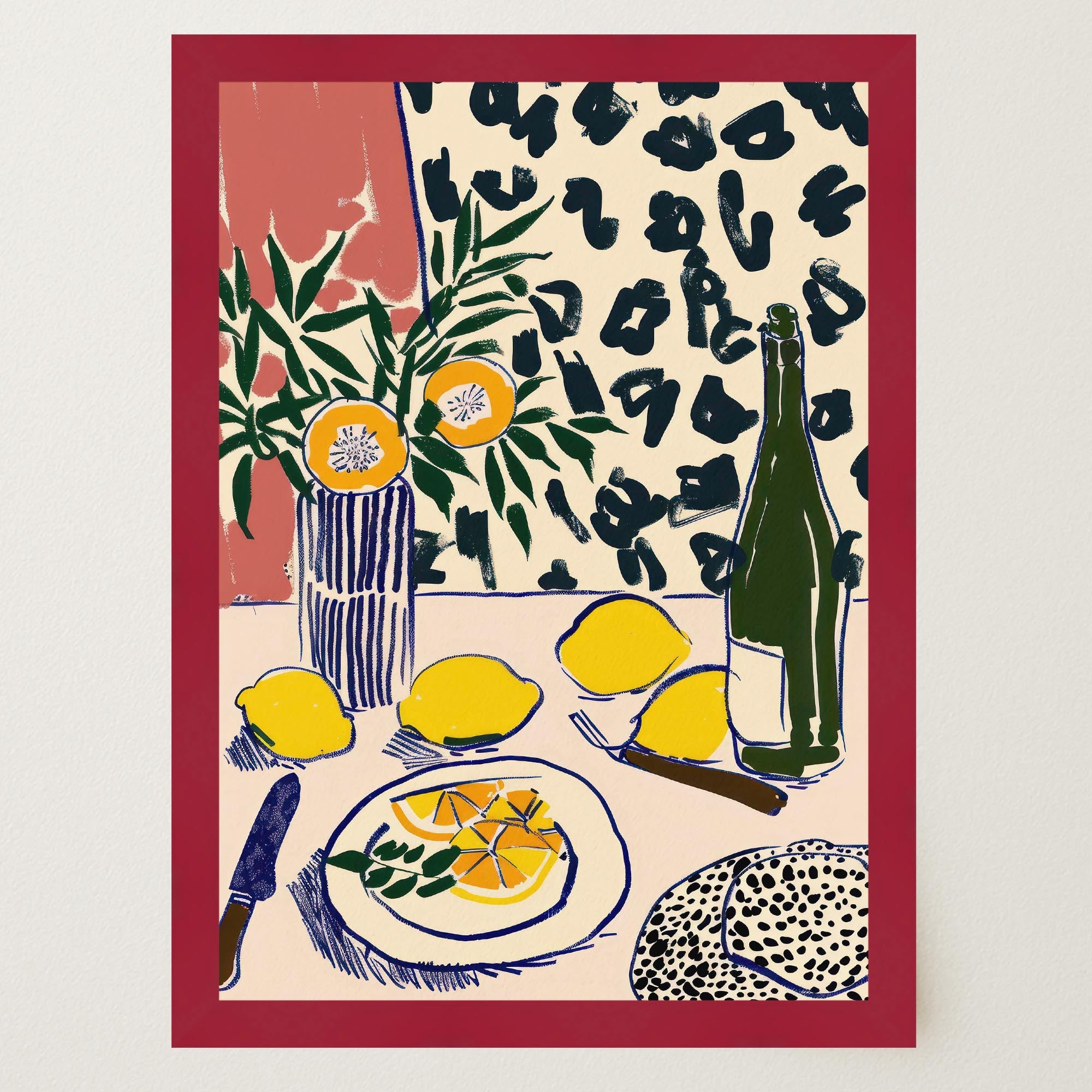 Lemons Still Life Kitchen Wall Art Print-Skudaboo