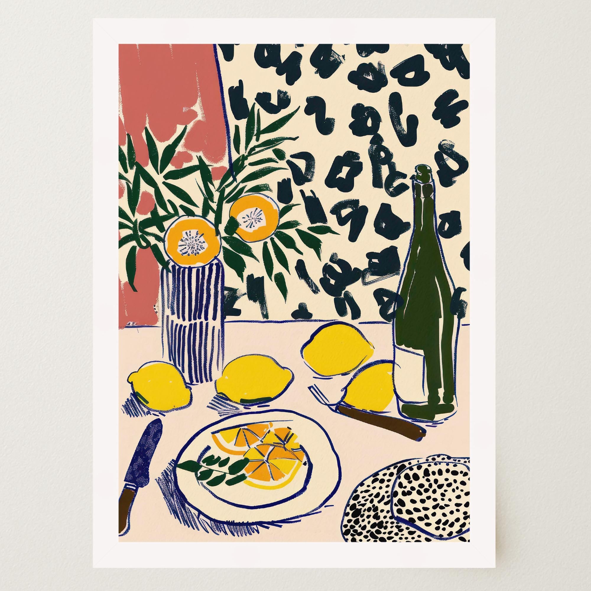 Lemons Still Life Kitchen Wall Art Print-Skudaboo