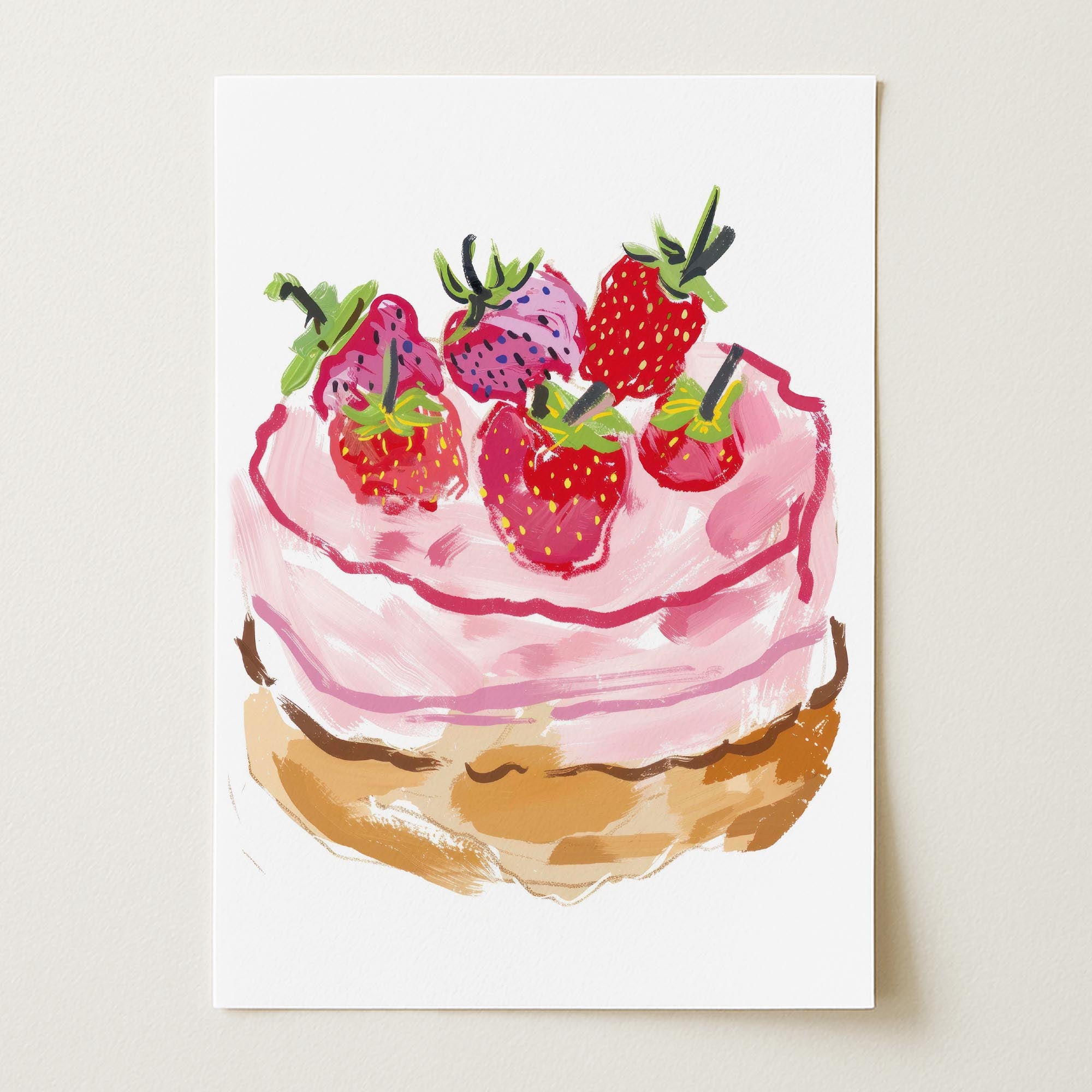 Strawberry Cake Kitchen Wall Art Print-Skudaboo
