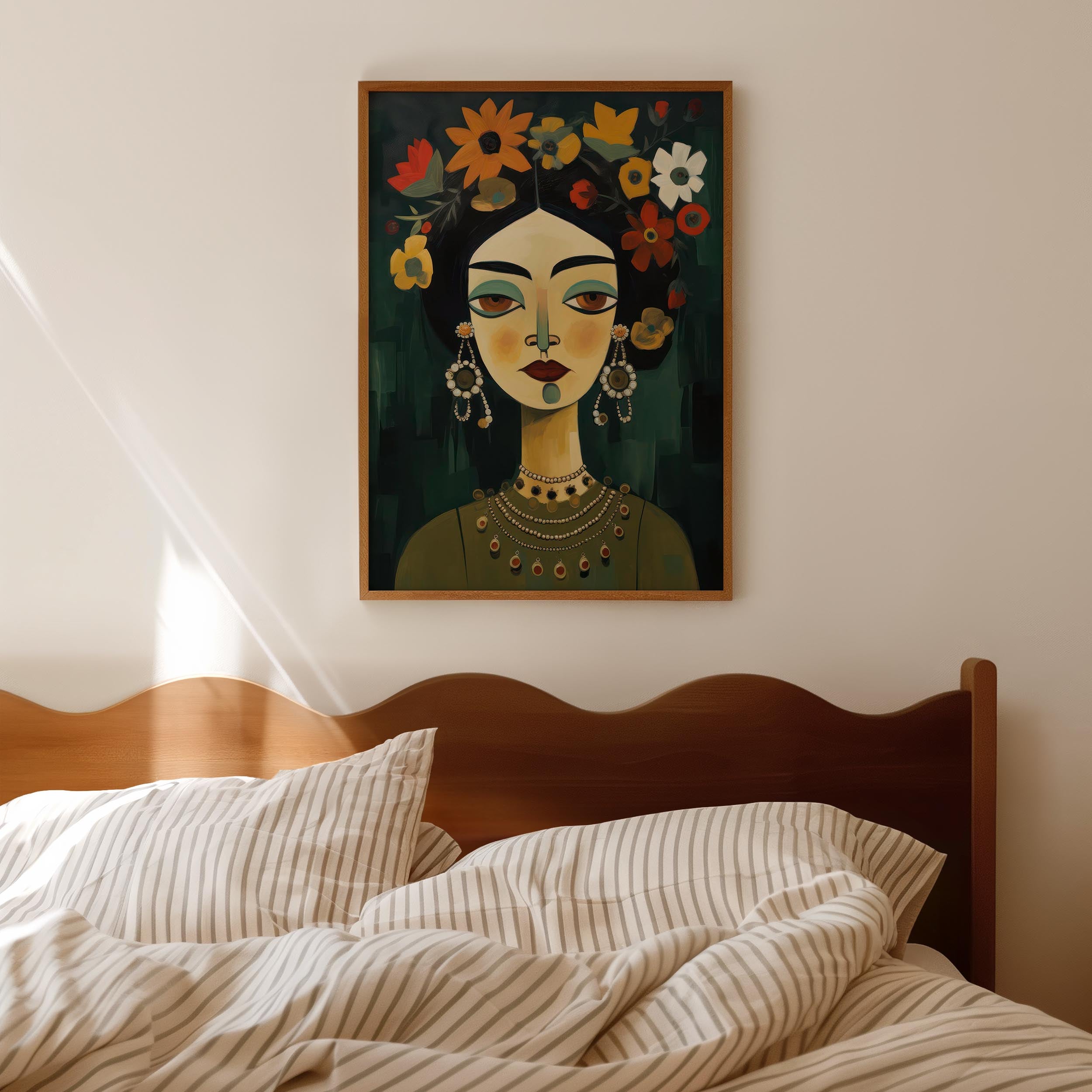 Floral Woman Portrait Wall Art Print-Skudaboo