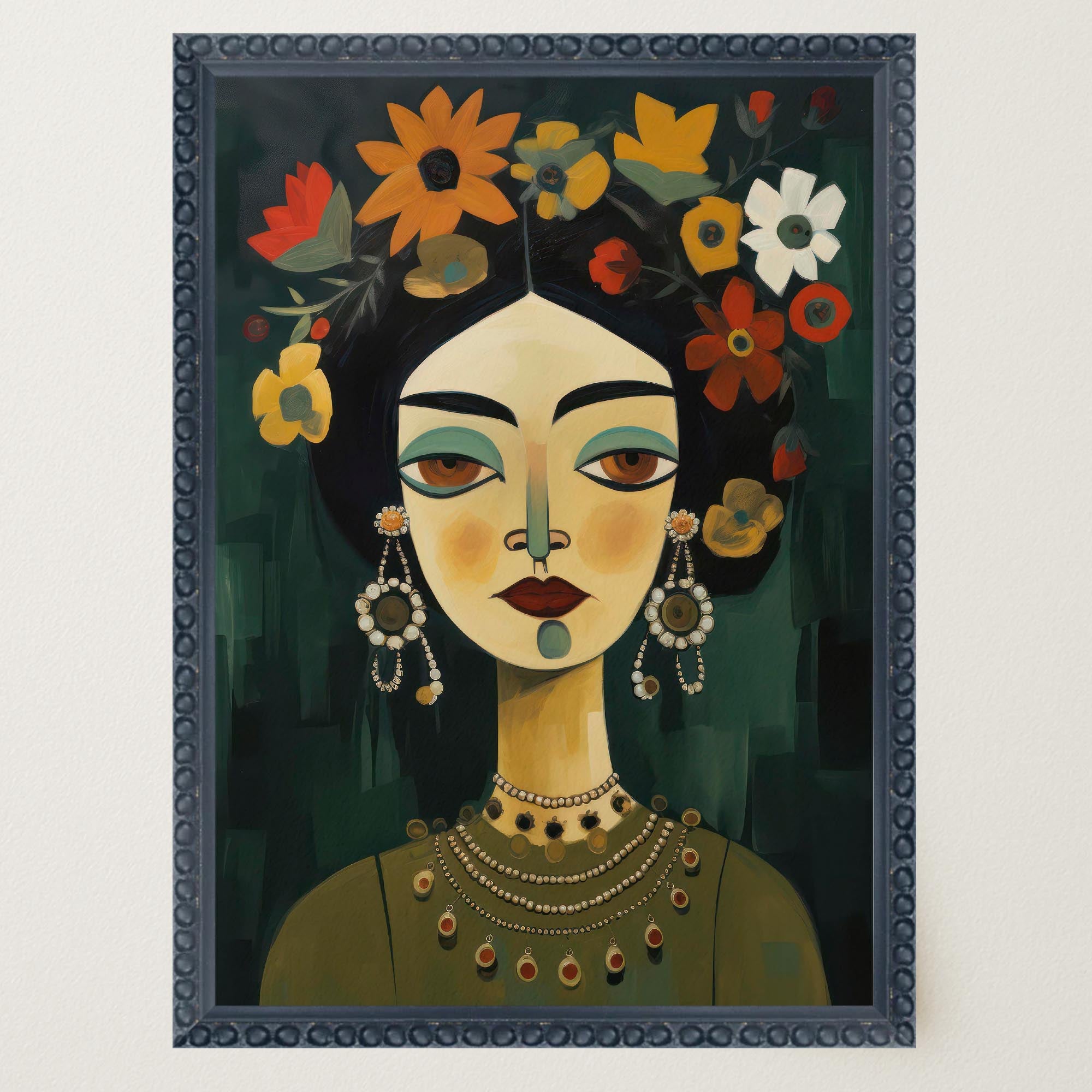Floral Woman Portrait Wall Art Print-Skudaboo