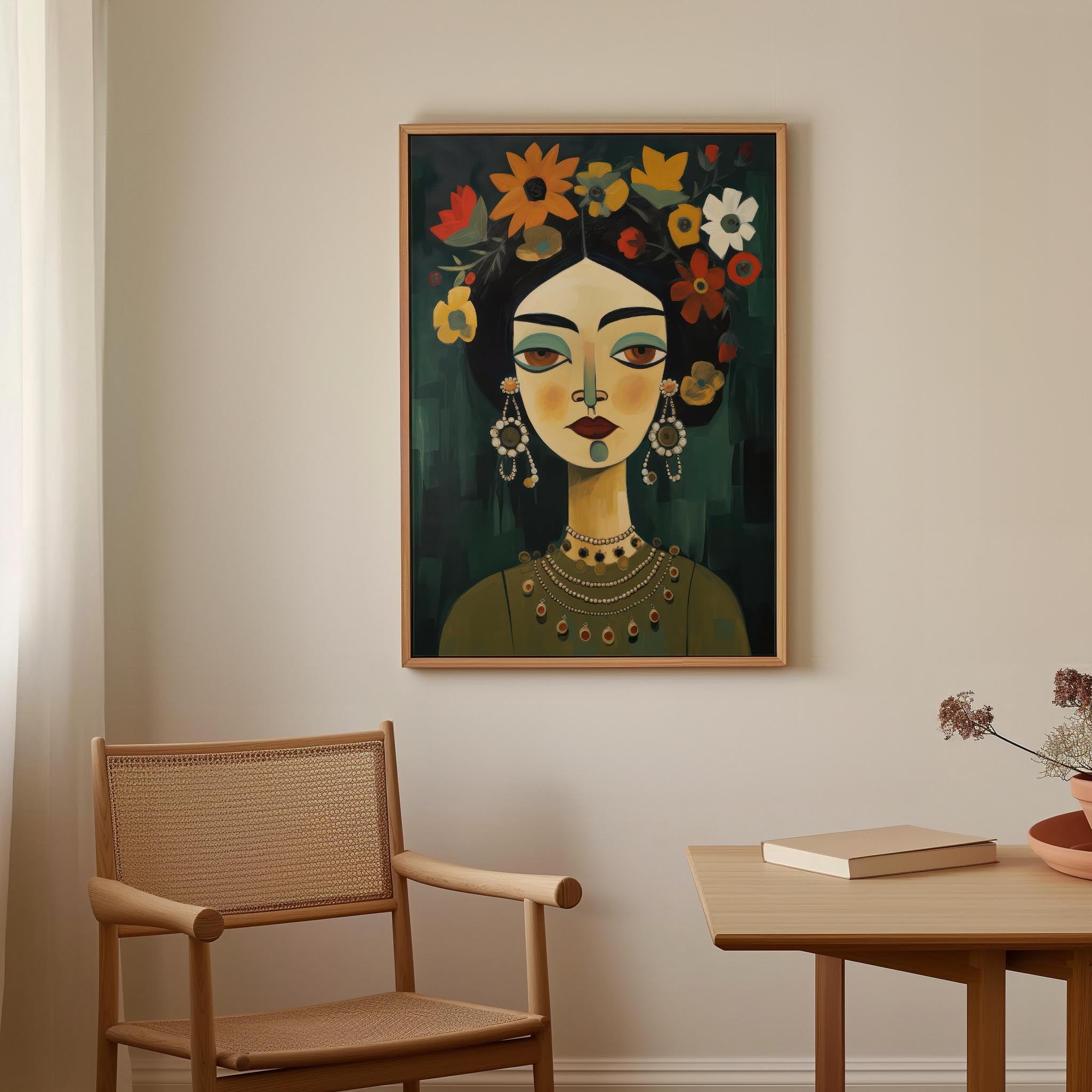 Floral Woman Portrait Wall Art Print-Skudaboo