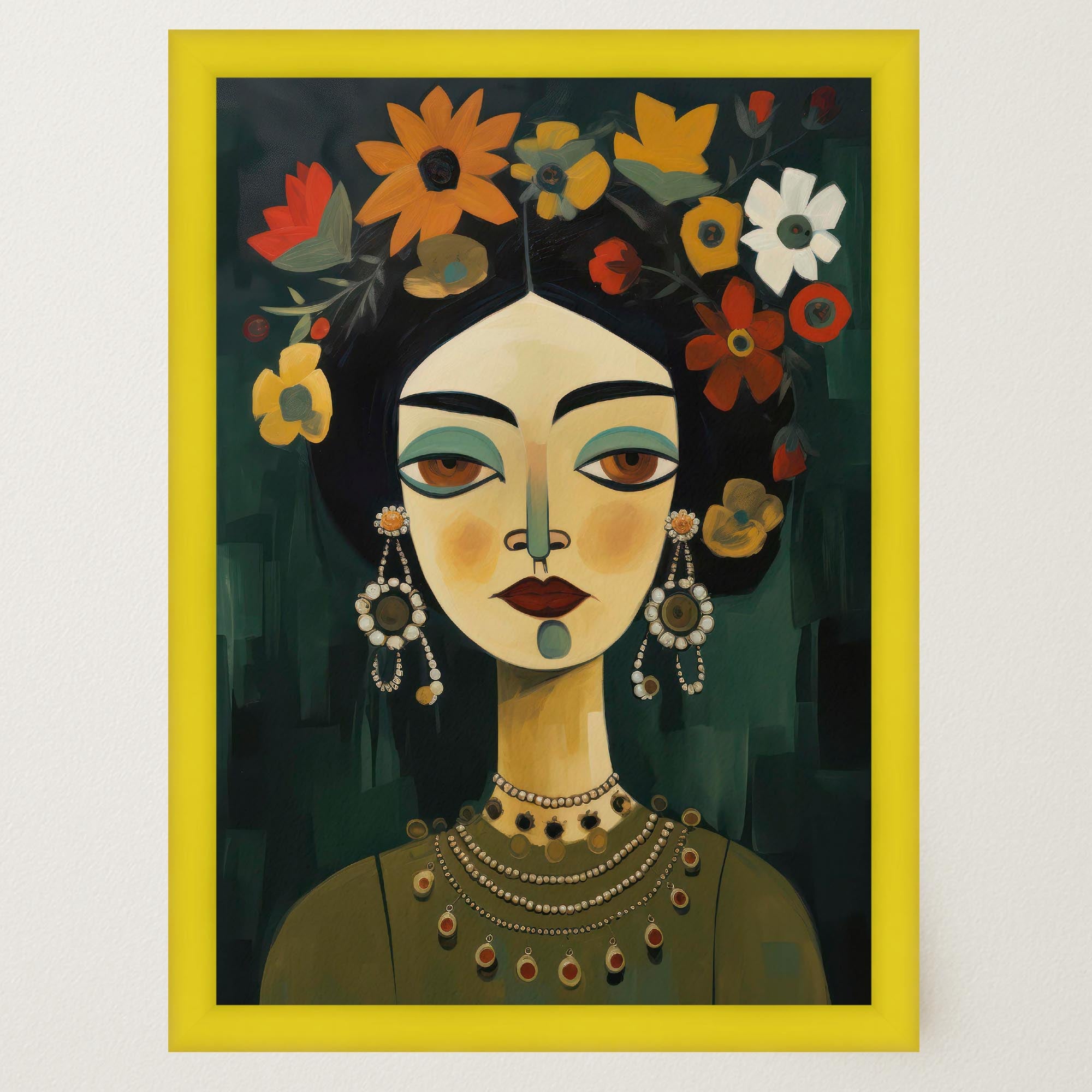 Floral Woman Portrait Wall Art Print-Skudaboo
