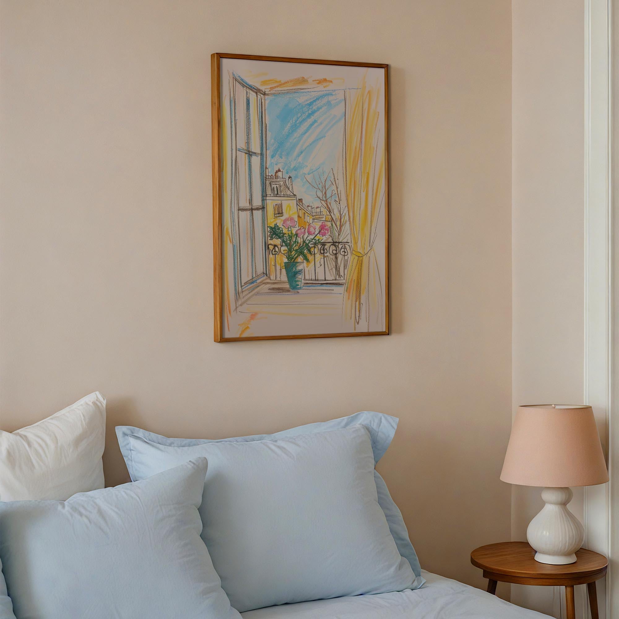 Pastel Cityscape Wall Art Print-Skudaboo