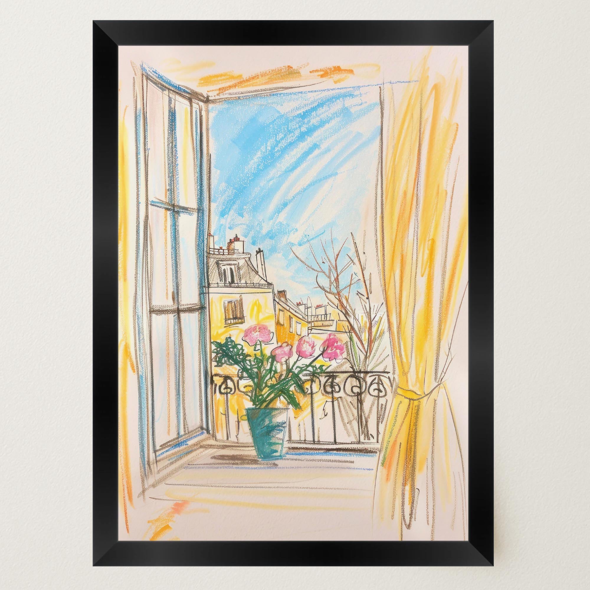 Pastel Cityscape Wall Art Print-Skudaboo