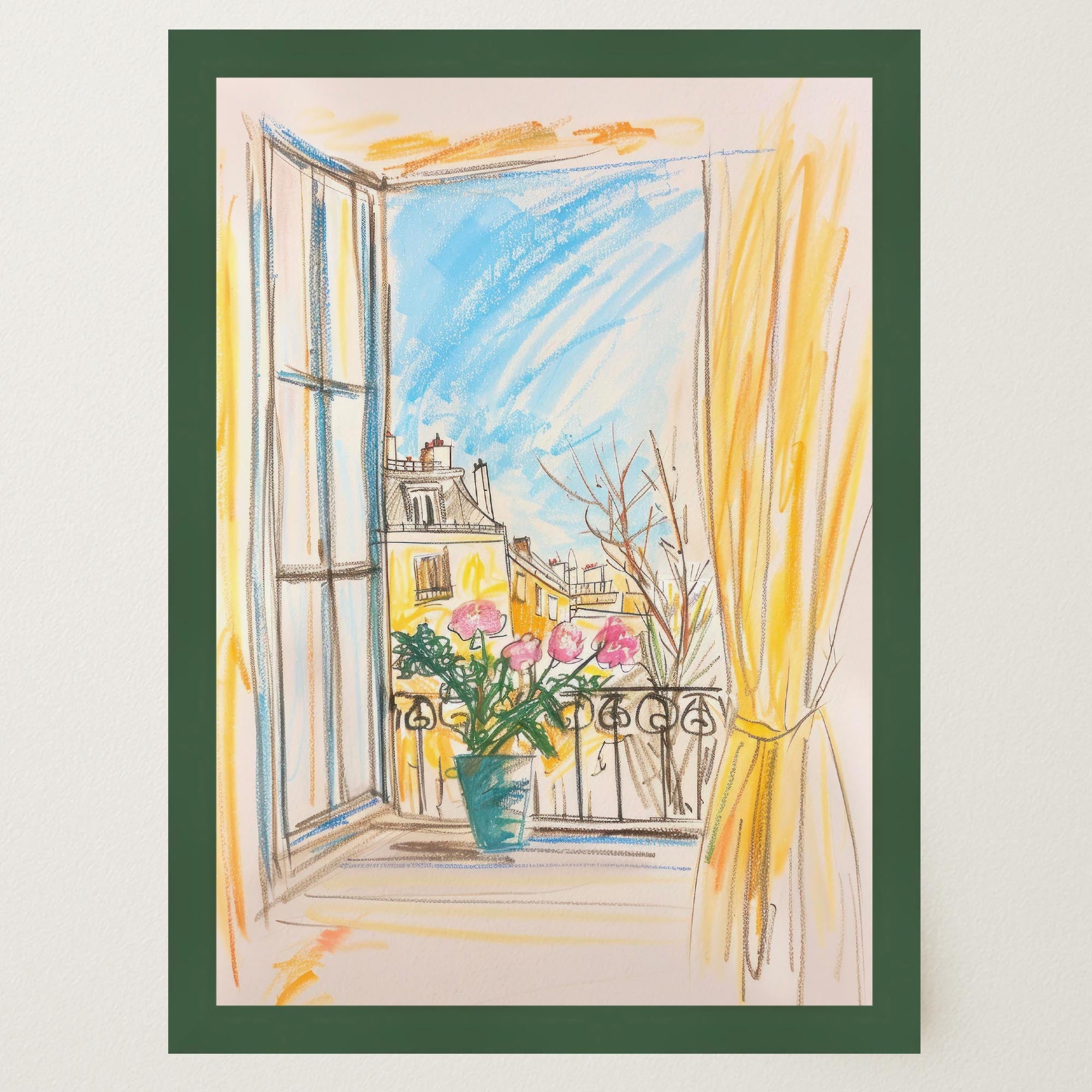 Pastel Cityscape Wall Art Print-Skudaboo