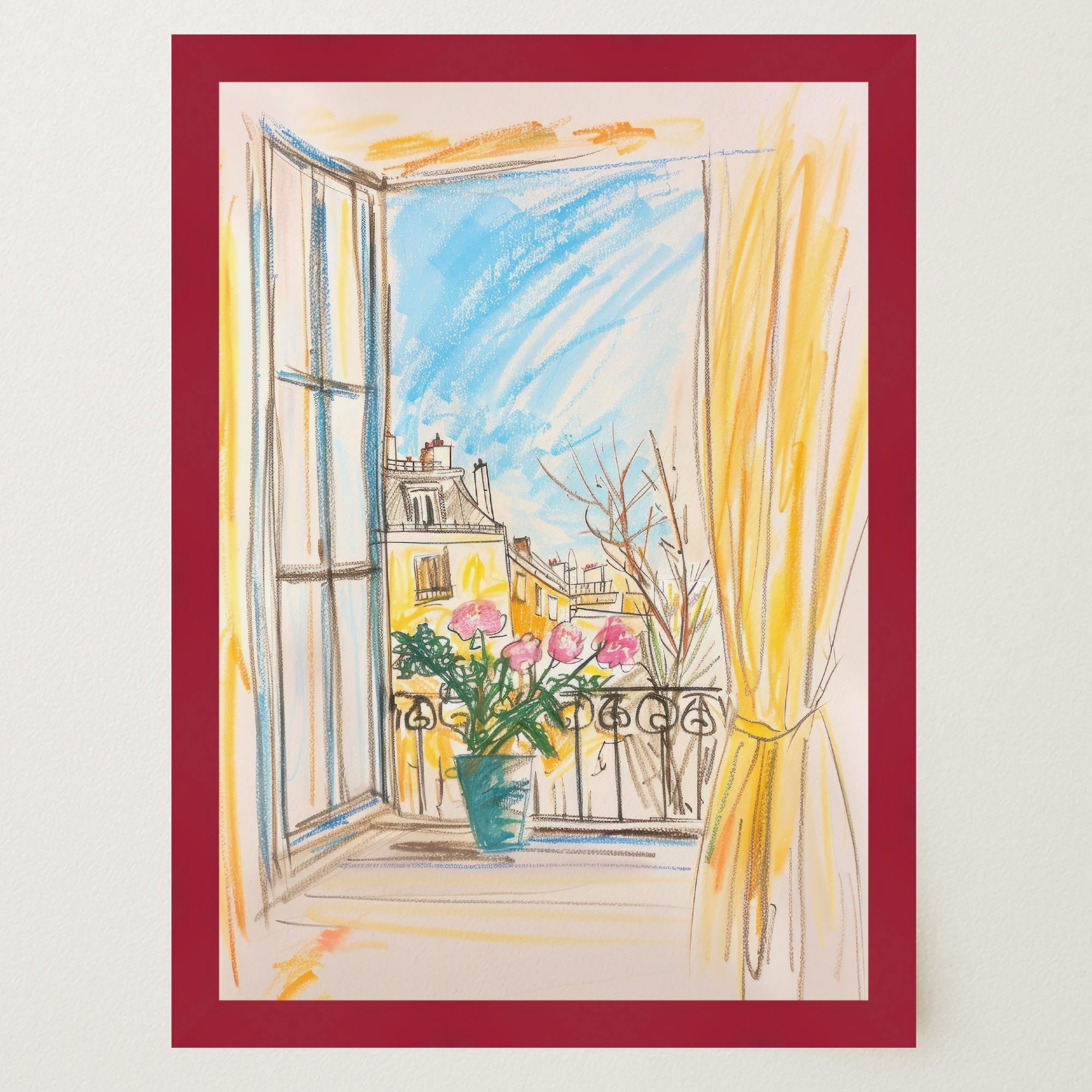 Pastel Cityscape Wall Art Print-Skudaboo