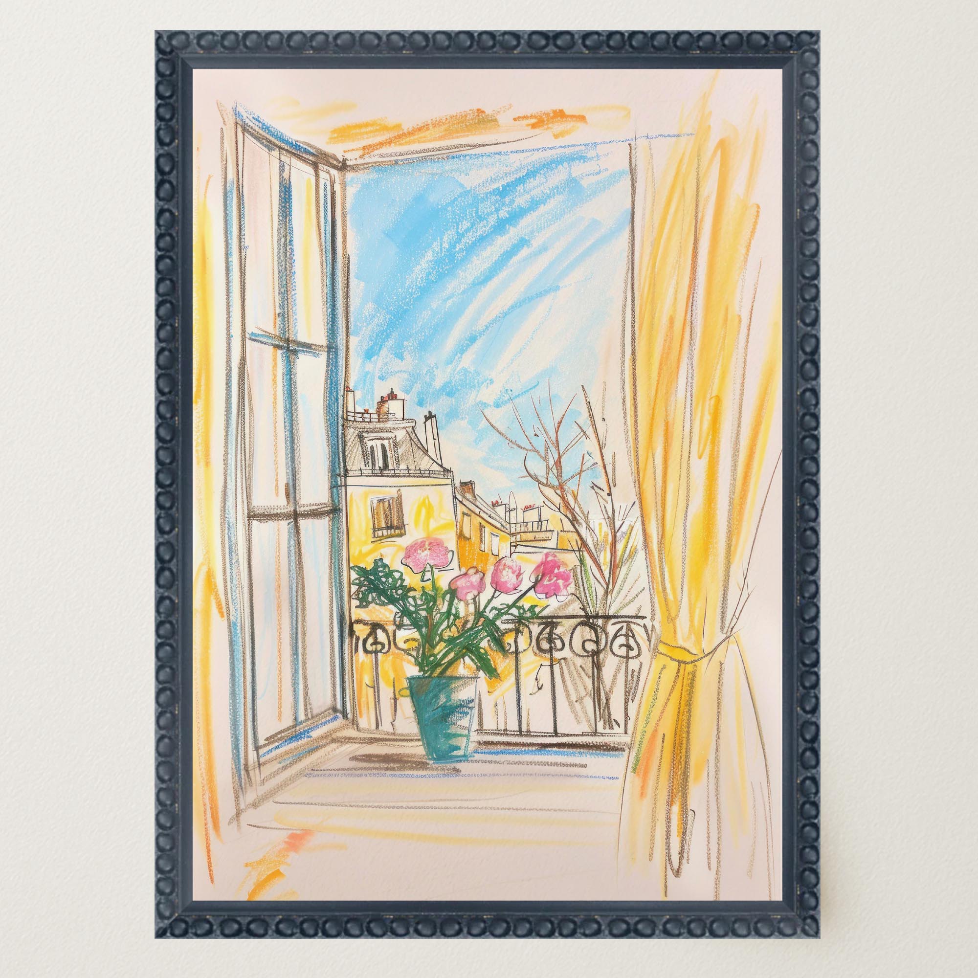 Pastel Cityscape Wall Art Print-Skudaboo