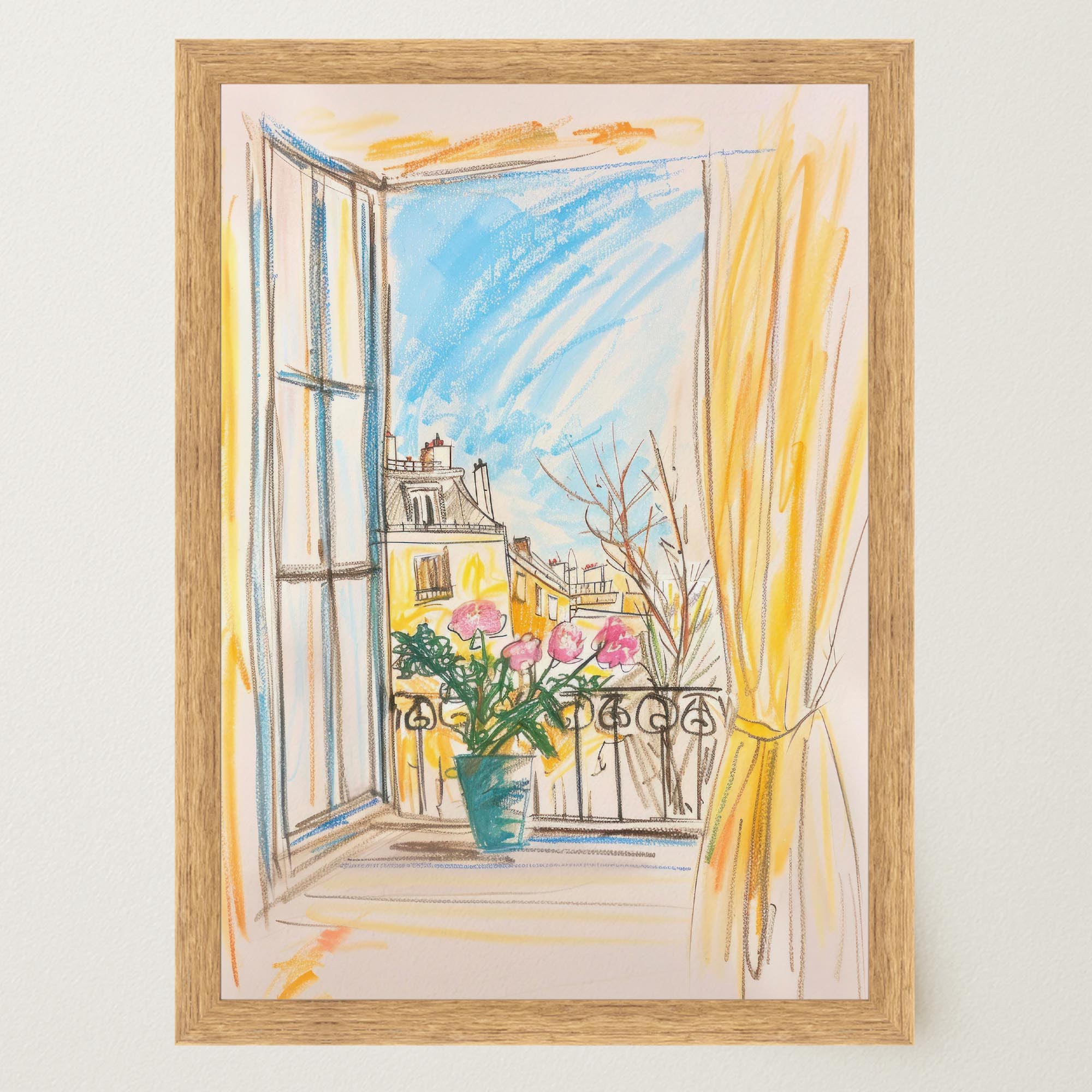 Pastel Cityscape Wall Art Print-Skudaboo