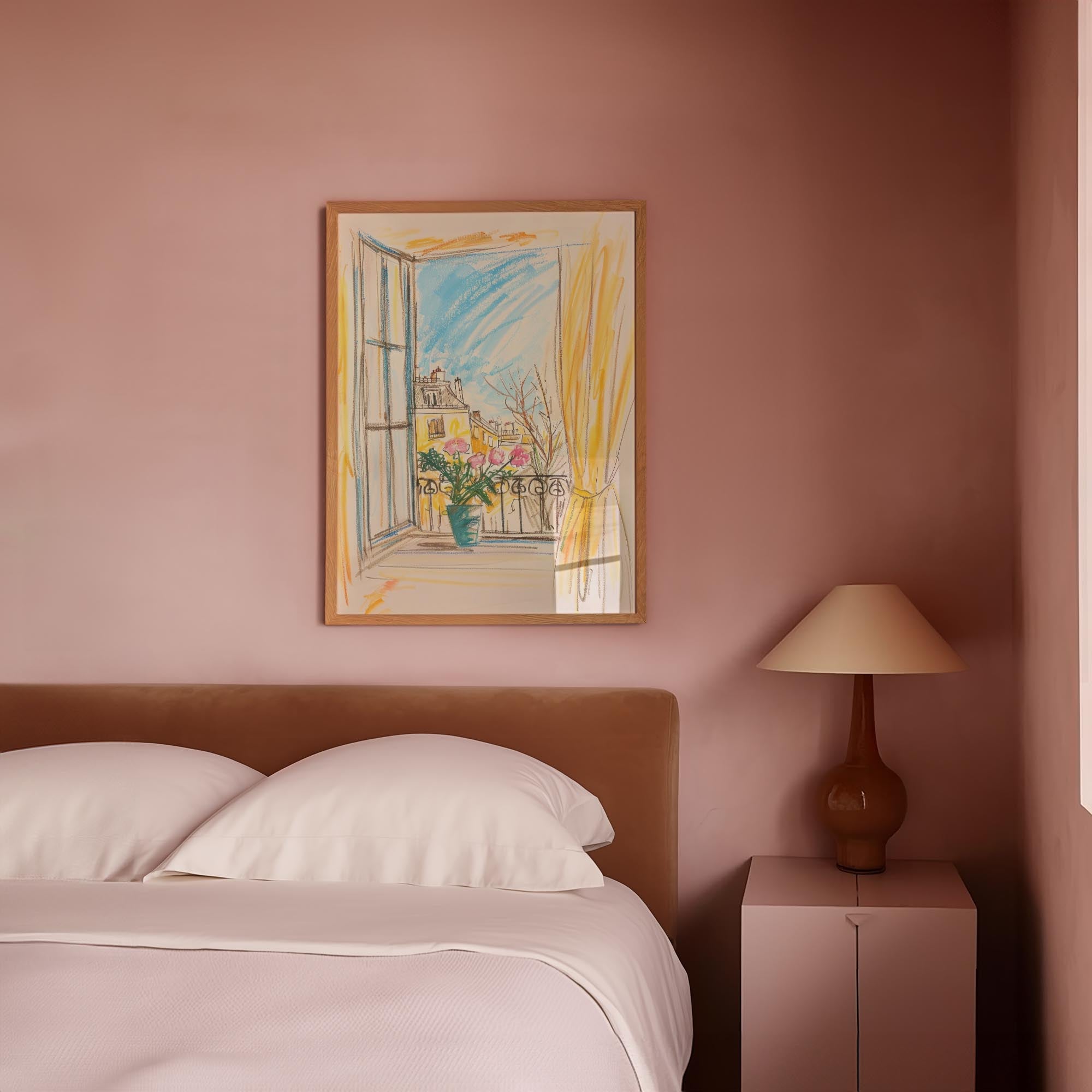 Pastel Cityscape Wall Art Print-Skudaboo