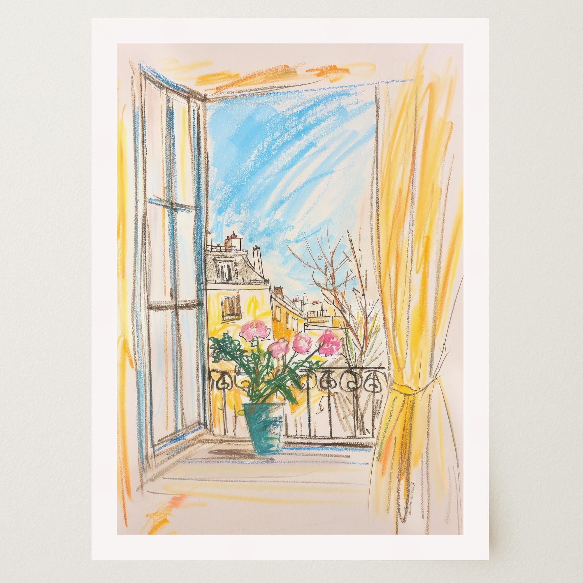 Pastel Cityscape Wall Art Print-Skudaboo