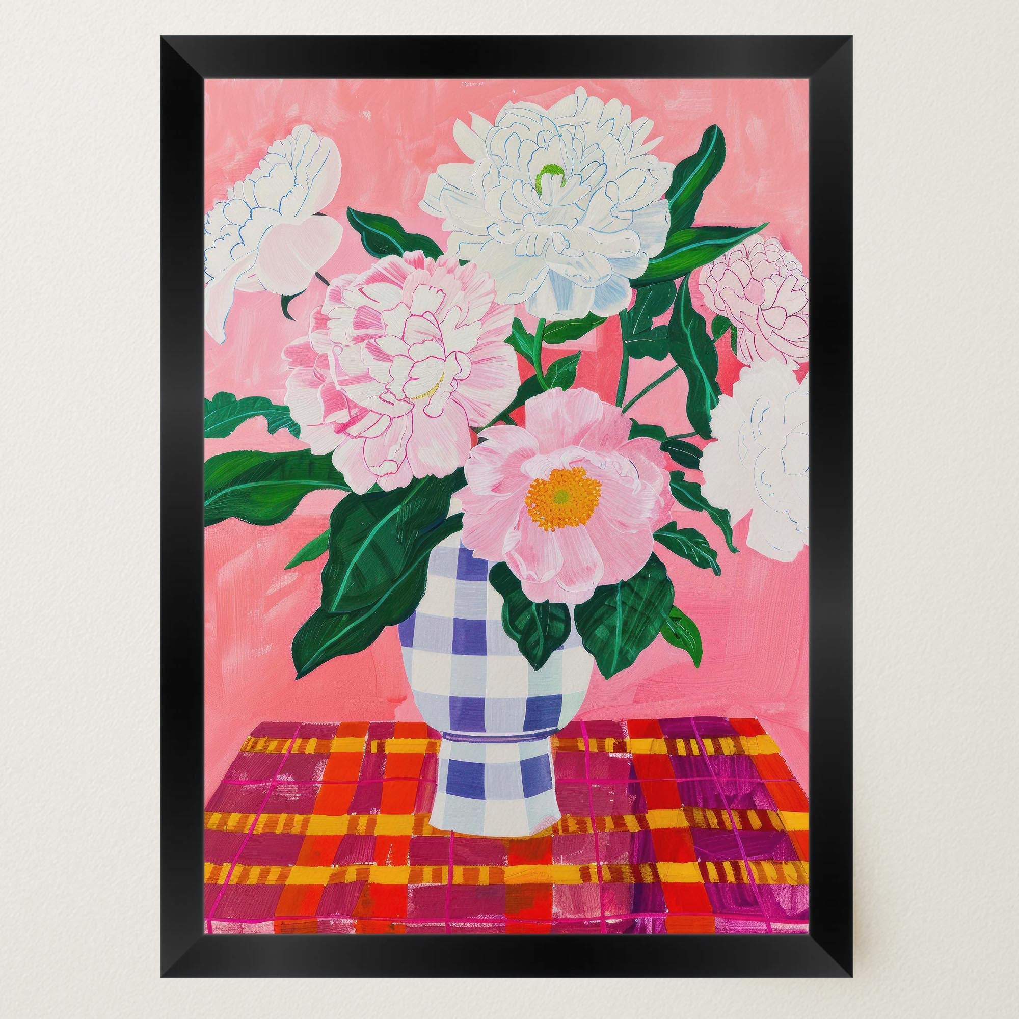 Pink Floral Vase Still Life Wall Art Print-Skudaboo