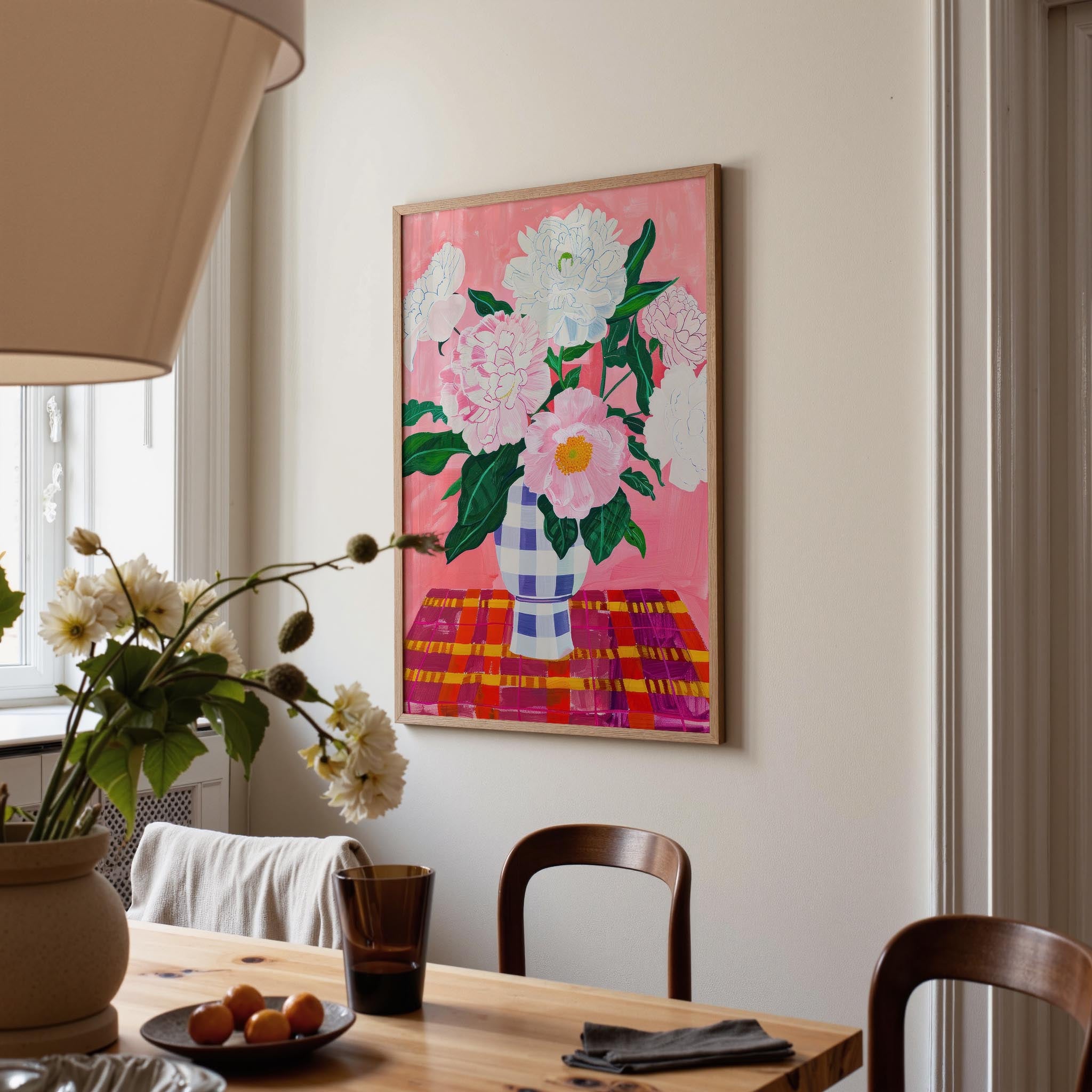 Pink Floral Vase Still Life Wall Art Print-Skudaboo