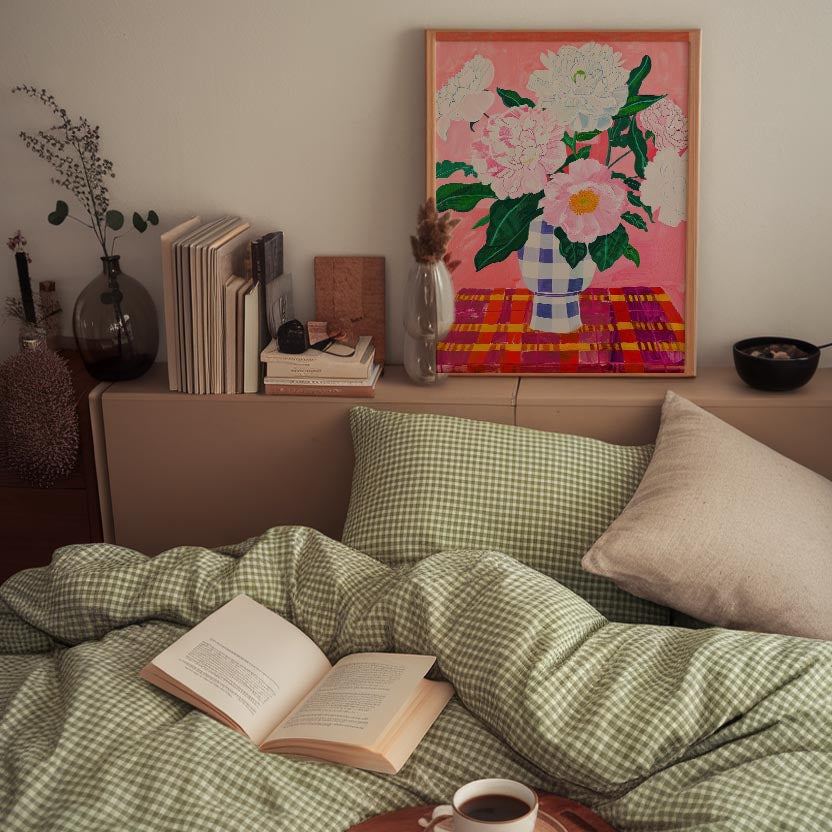 Pink Floral Vase Still Life Wall Art Print-Skudaboo