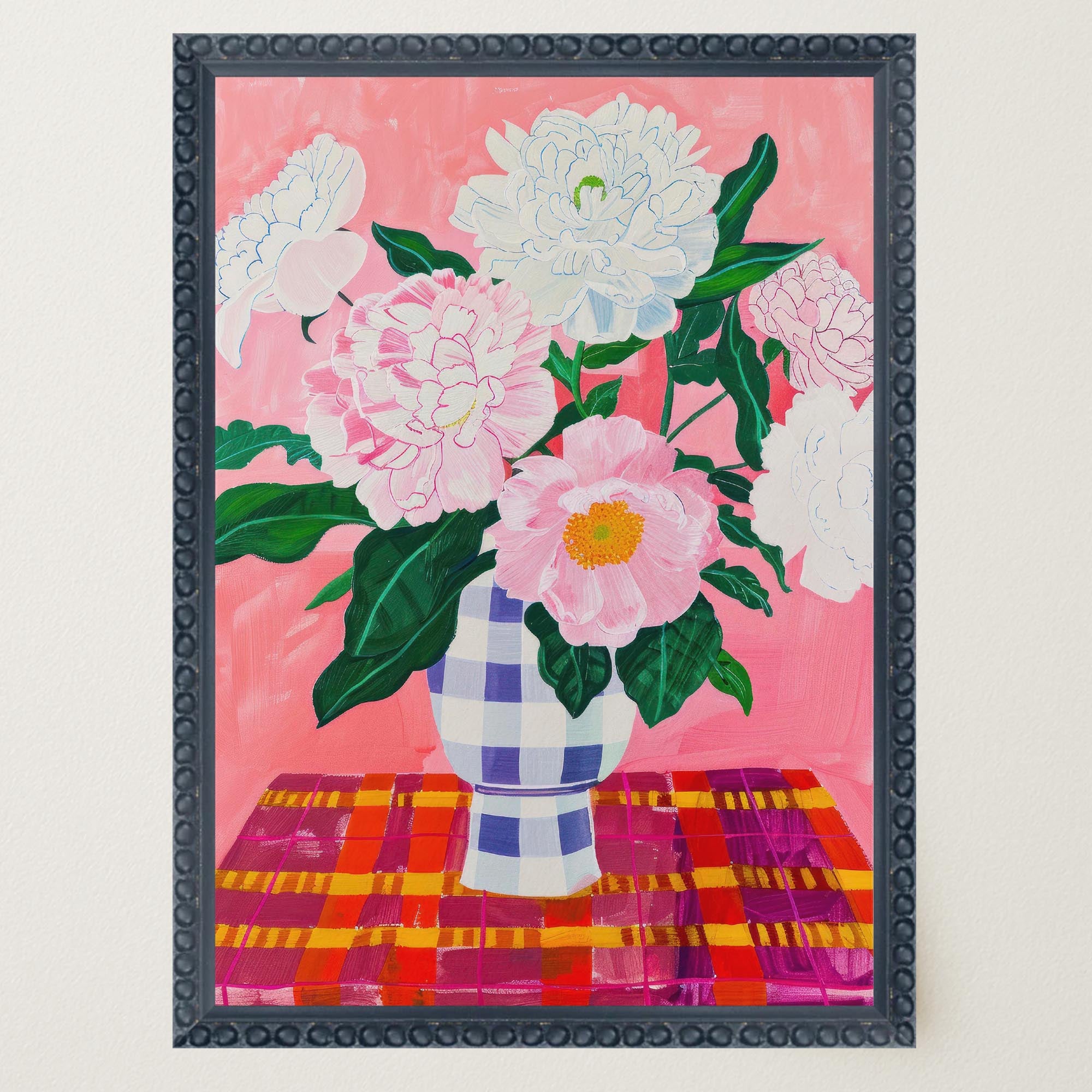 Pink Floral Vase Still Life Wall Art Print-Skudaboo