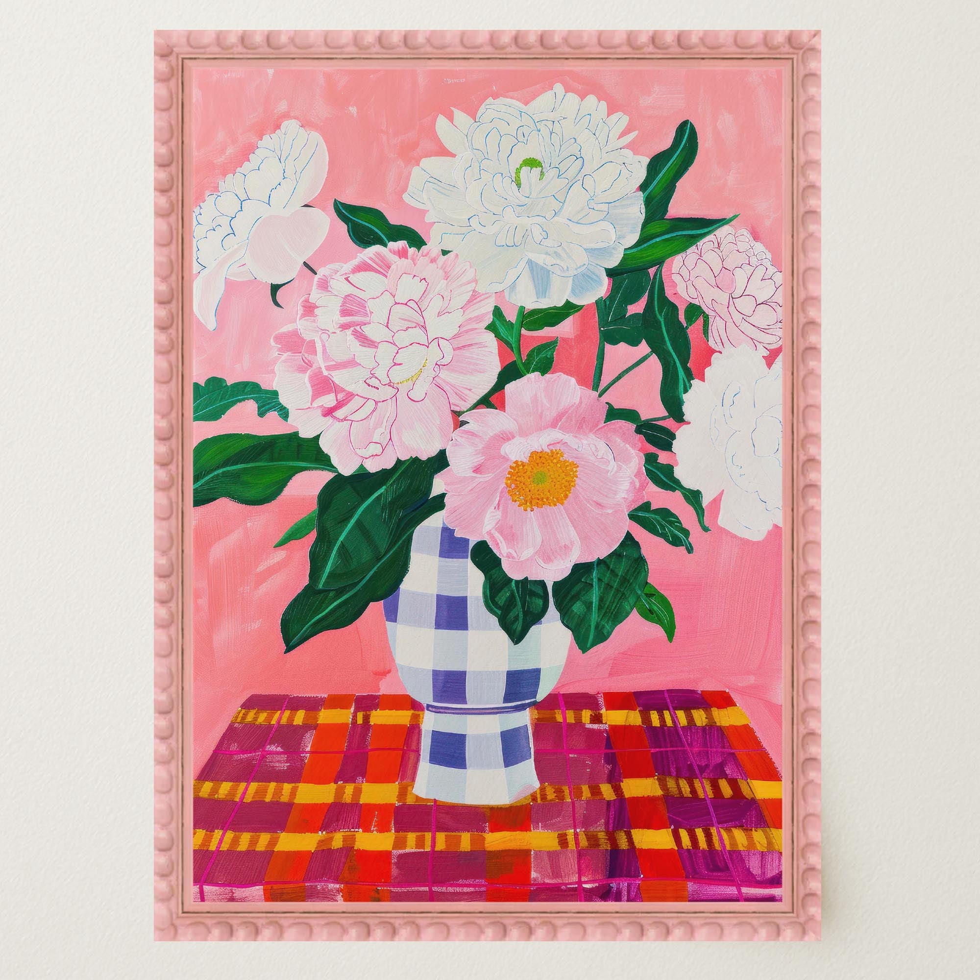 Pink Floral Vase Still Life Wall Art Print-Skudaboo