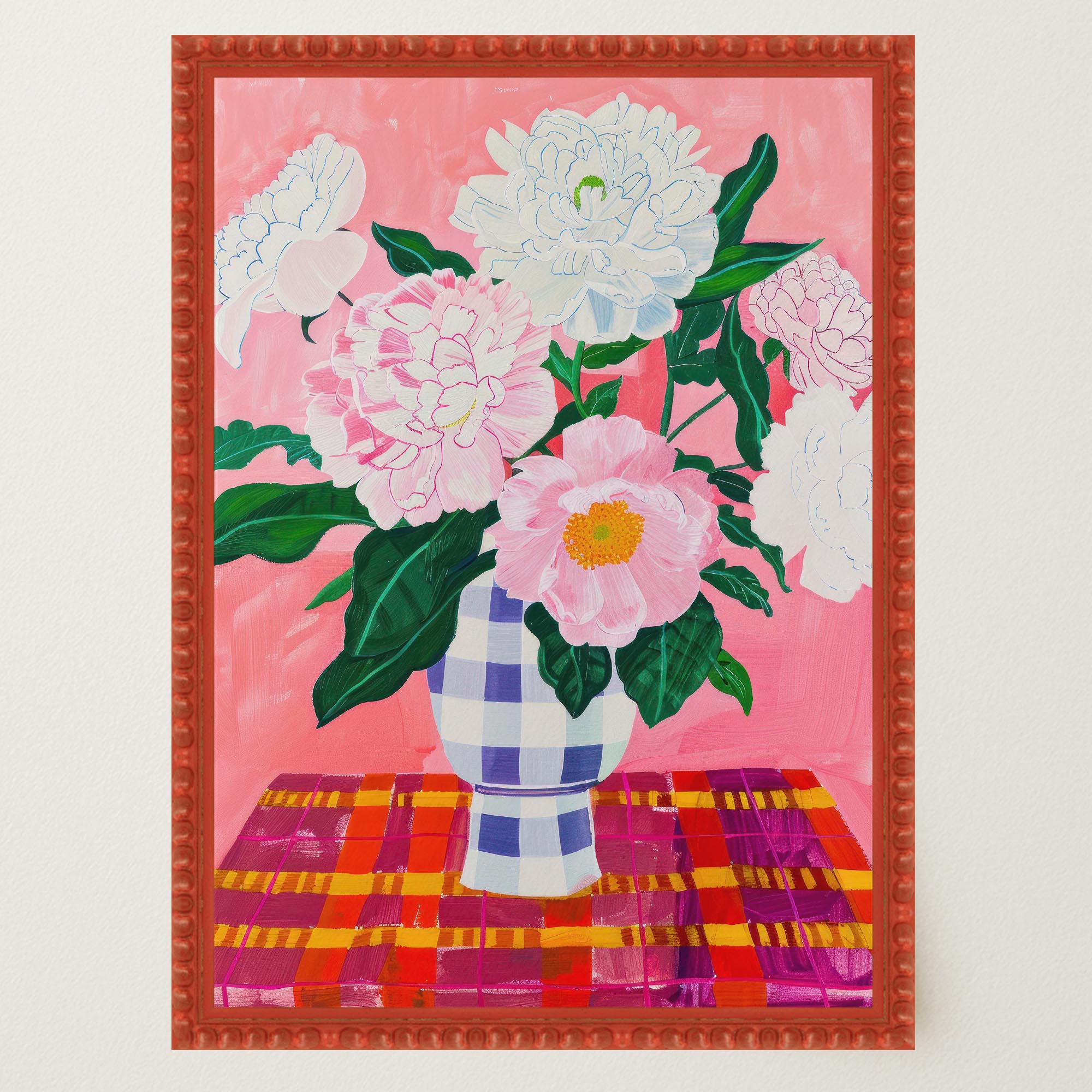 Pink Floral Vase Still Life Wall Art Print-Skudaboo