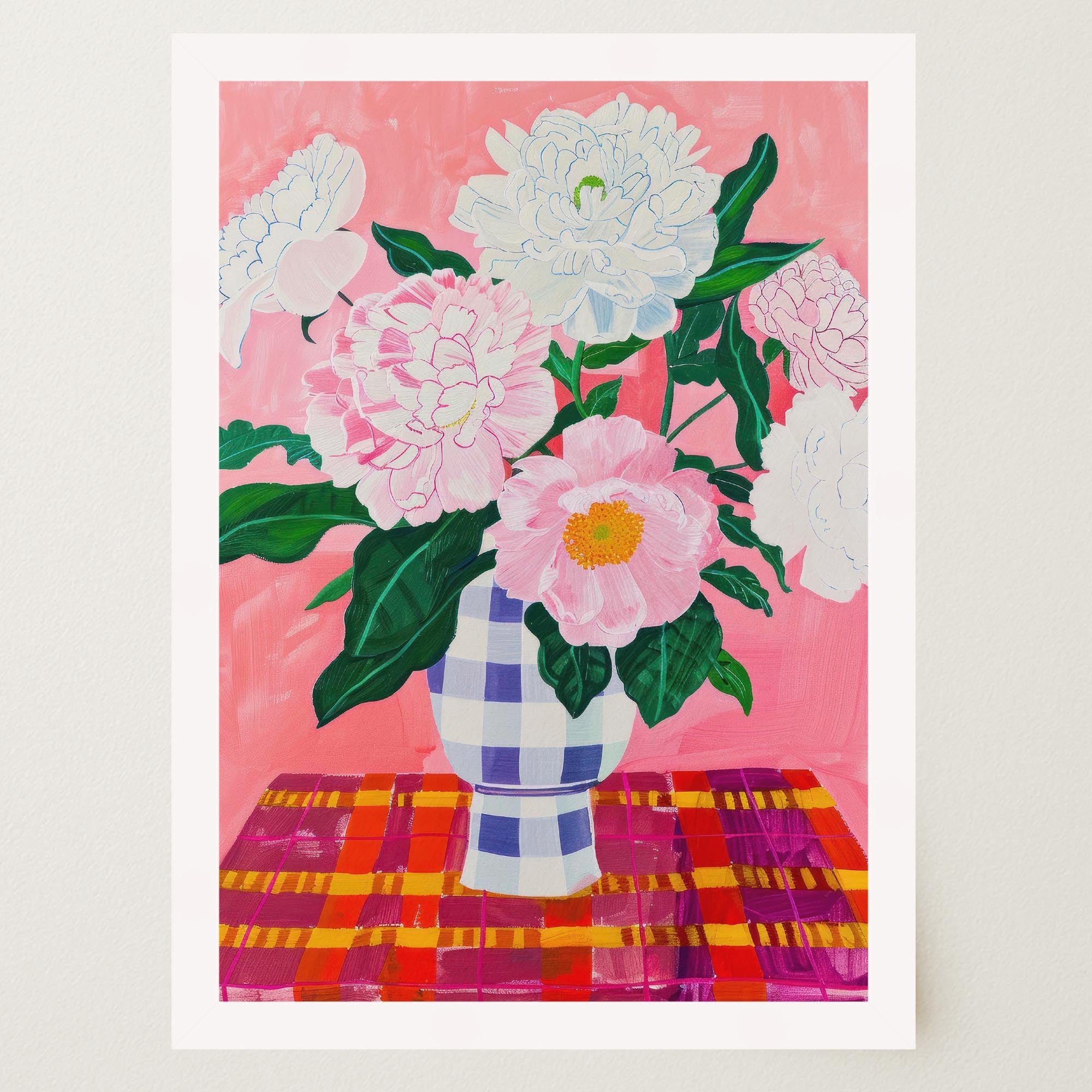 Pink Floral Vase Still Life Wall Art Print-Skudaboo