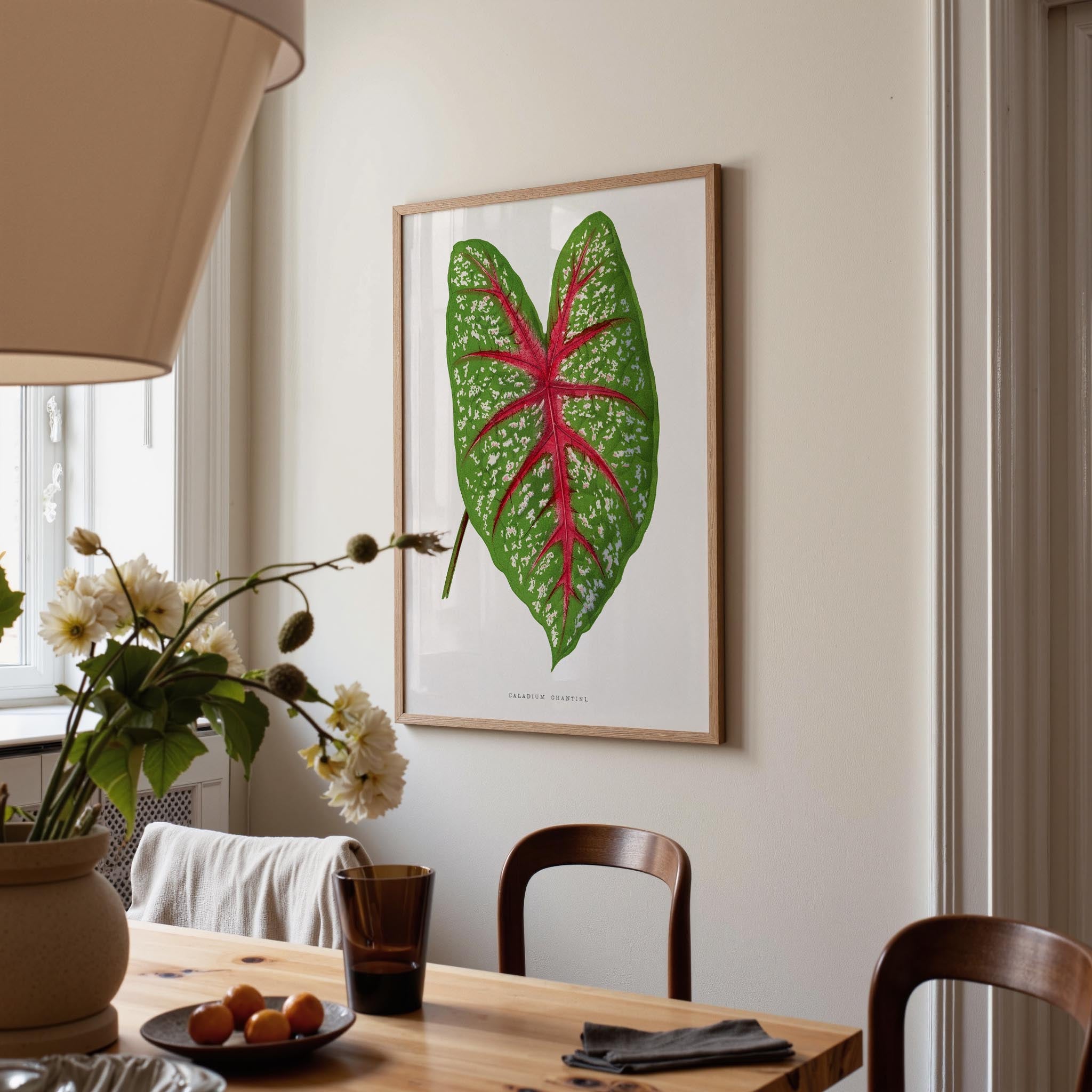 Green & Pink Leaf Botanical Vintage Art Print-Skudaboo
