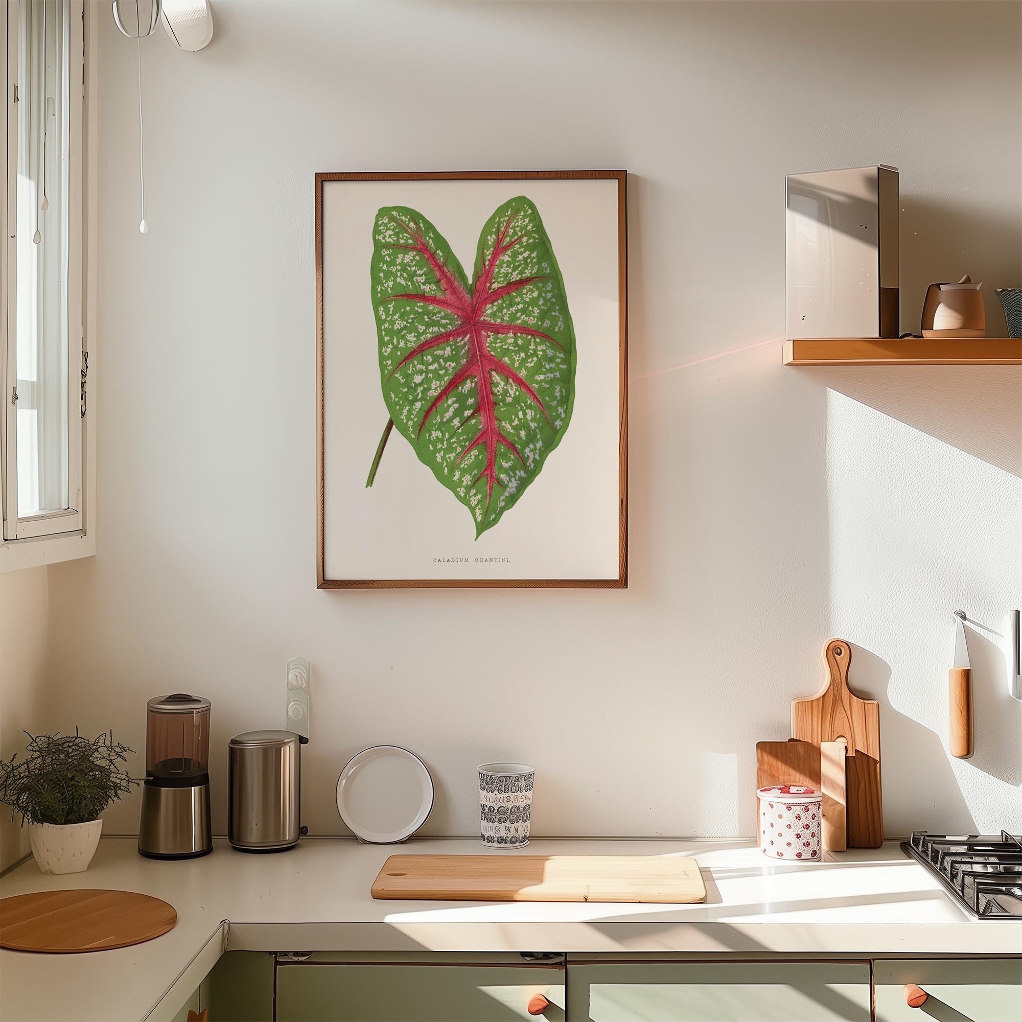 Green & Pink Leaf Botanical Vintage Art Print-Skudaboo