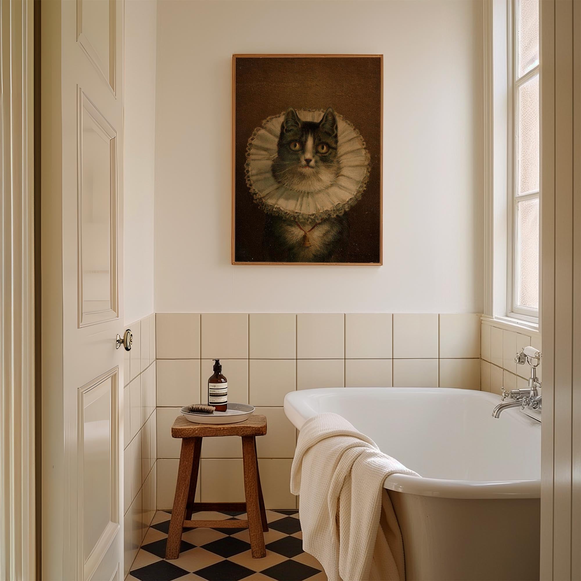 Victorian Cat Portrait Vintage Wall Art Print-Skudaboo