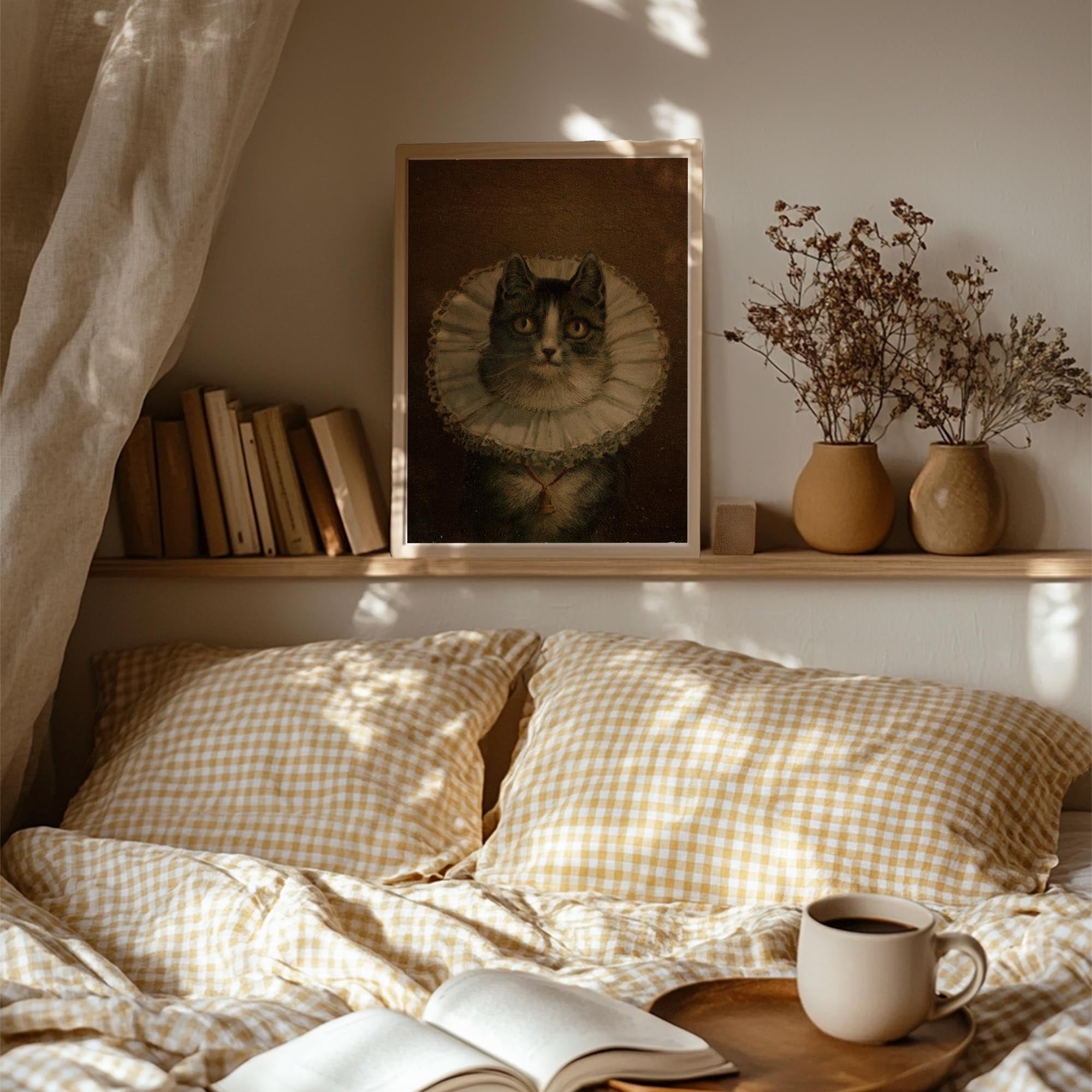 Victorian Cat Portrait Vintage Wall Art Print-Skudaboo