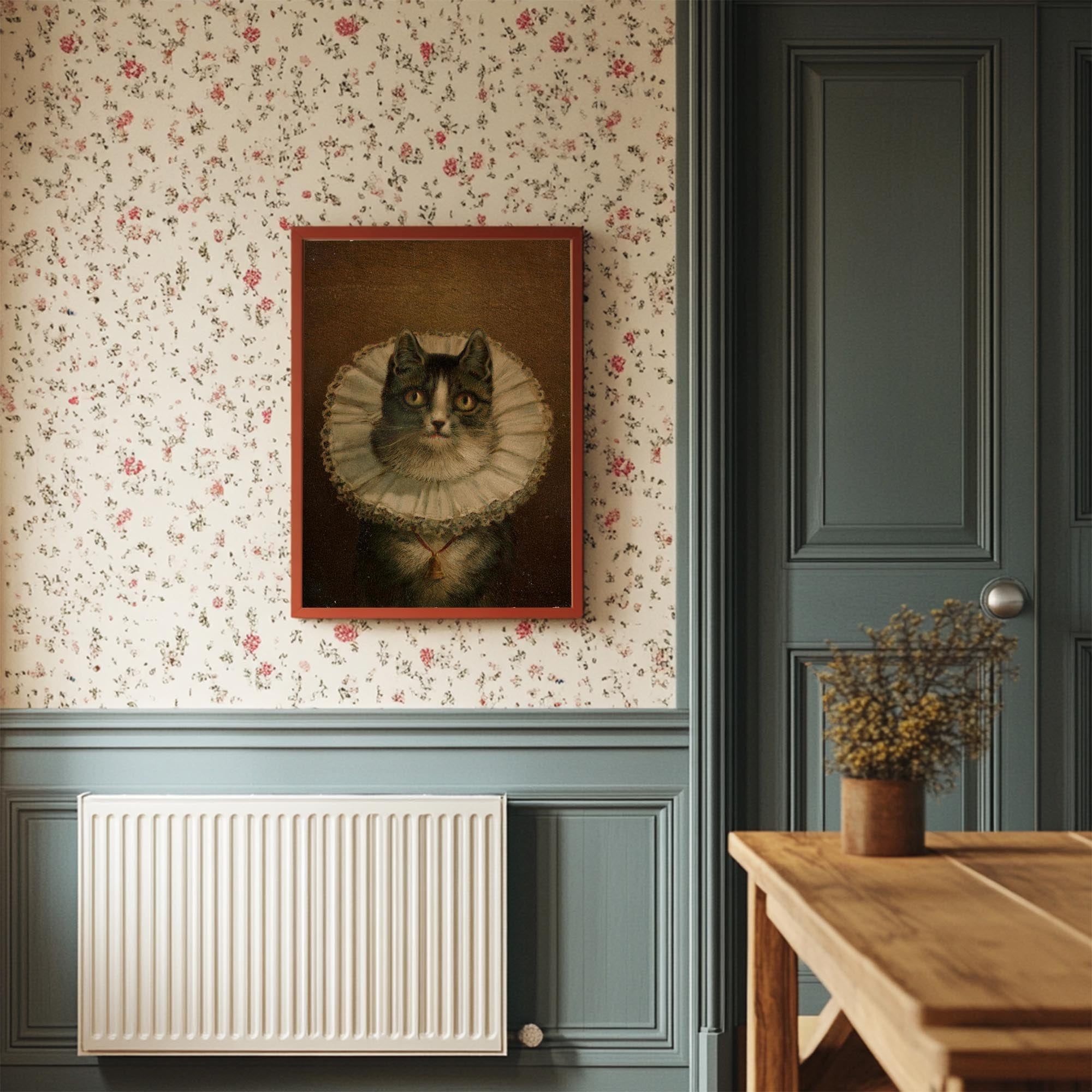 Victorian Cat Portrait Vintage Wall Art Print-Skudaboo